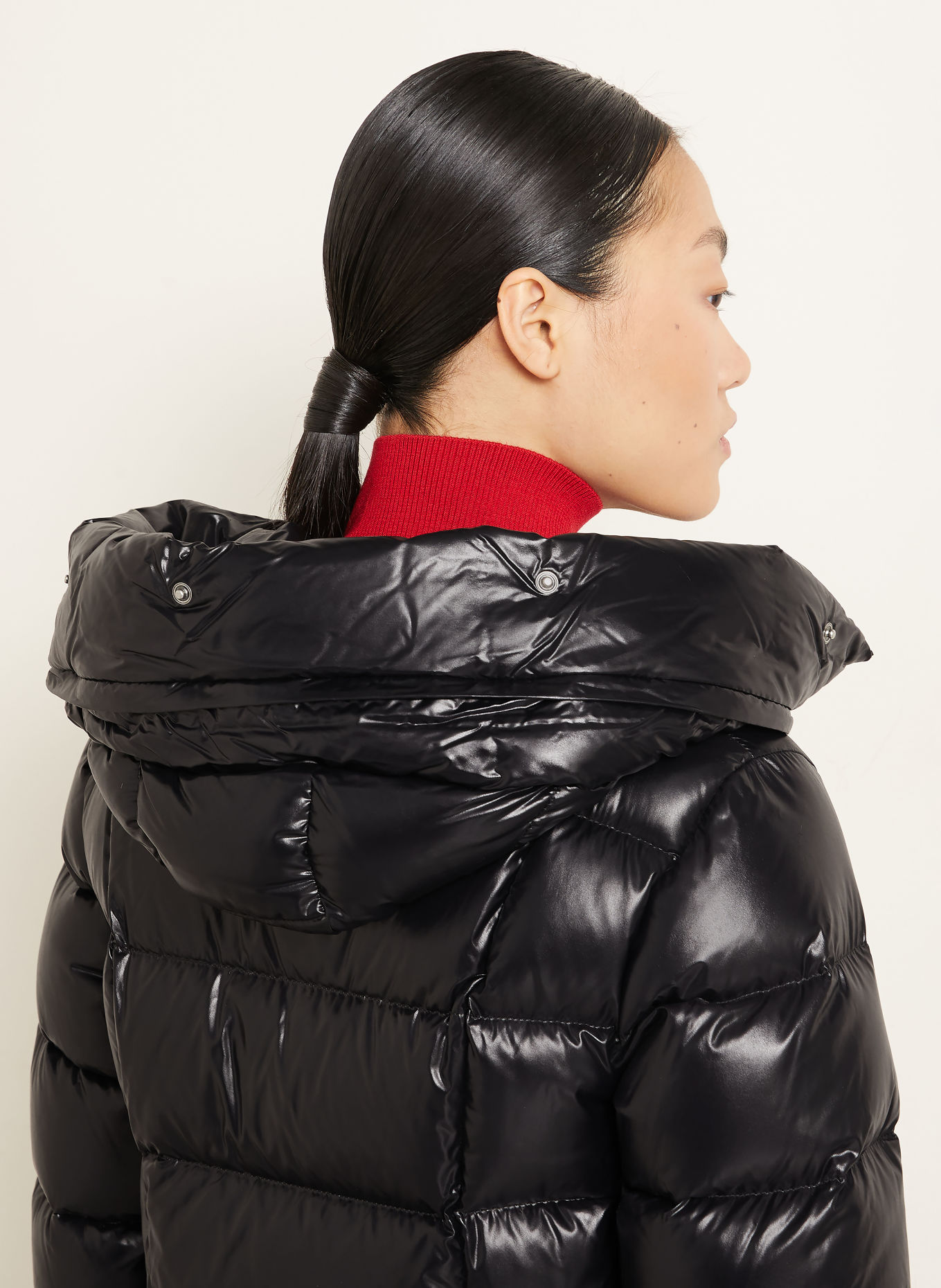 MONCLER Kurtka puchowa FULMAR z odpinanym Kołnierzem z sztucznego futra: CZARNY