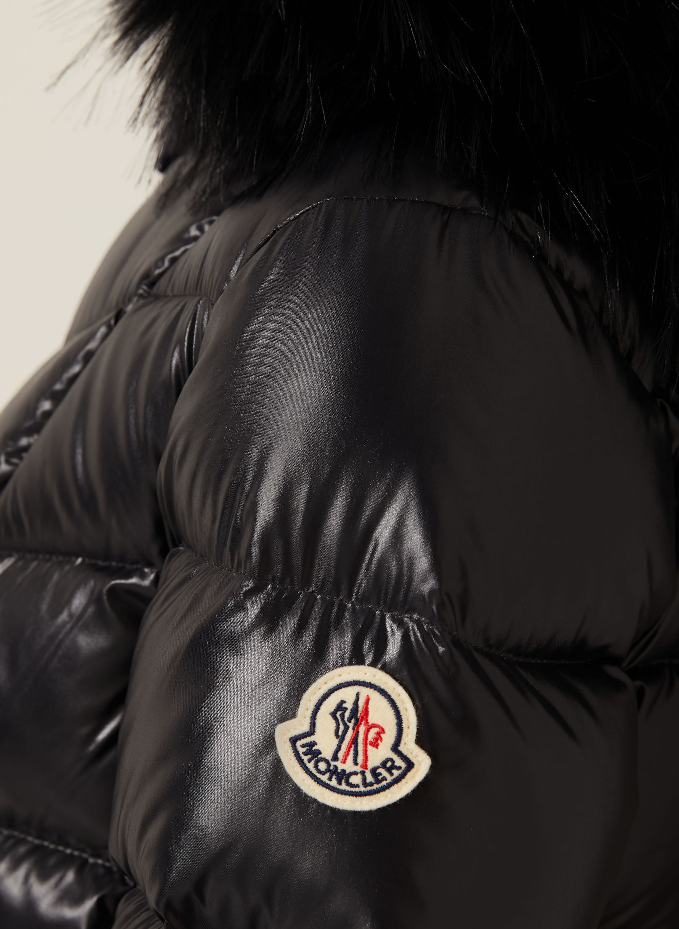 MONCLER Kurtka puchowa FULMAR z odpinanym Kołnierzem z sztucznego futra: CZARNY