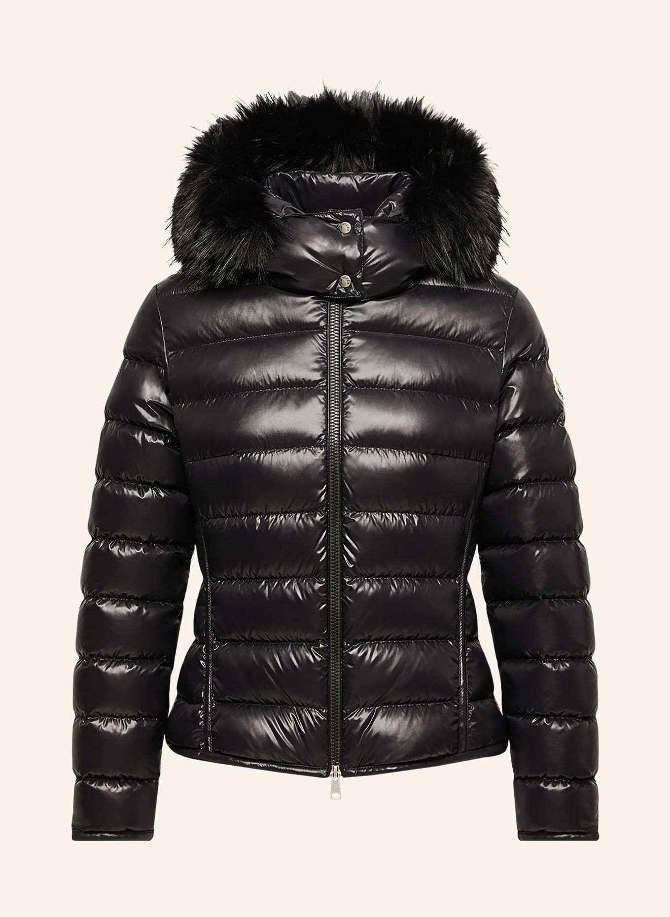 MONCLER Daunenjacke BADYEFFE mit abnehmbarem Kunstfell: SCHWARZ