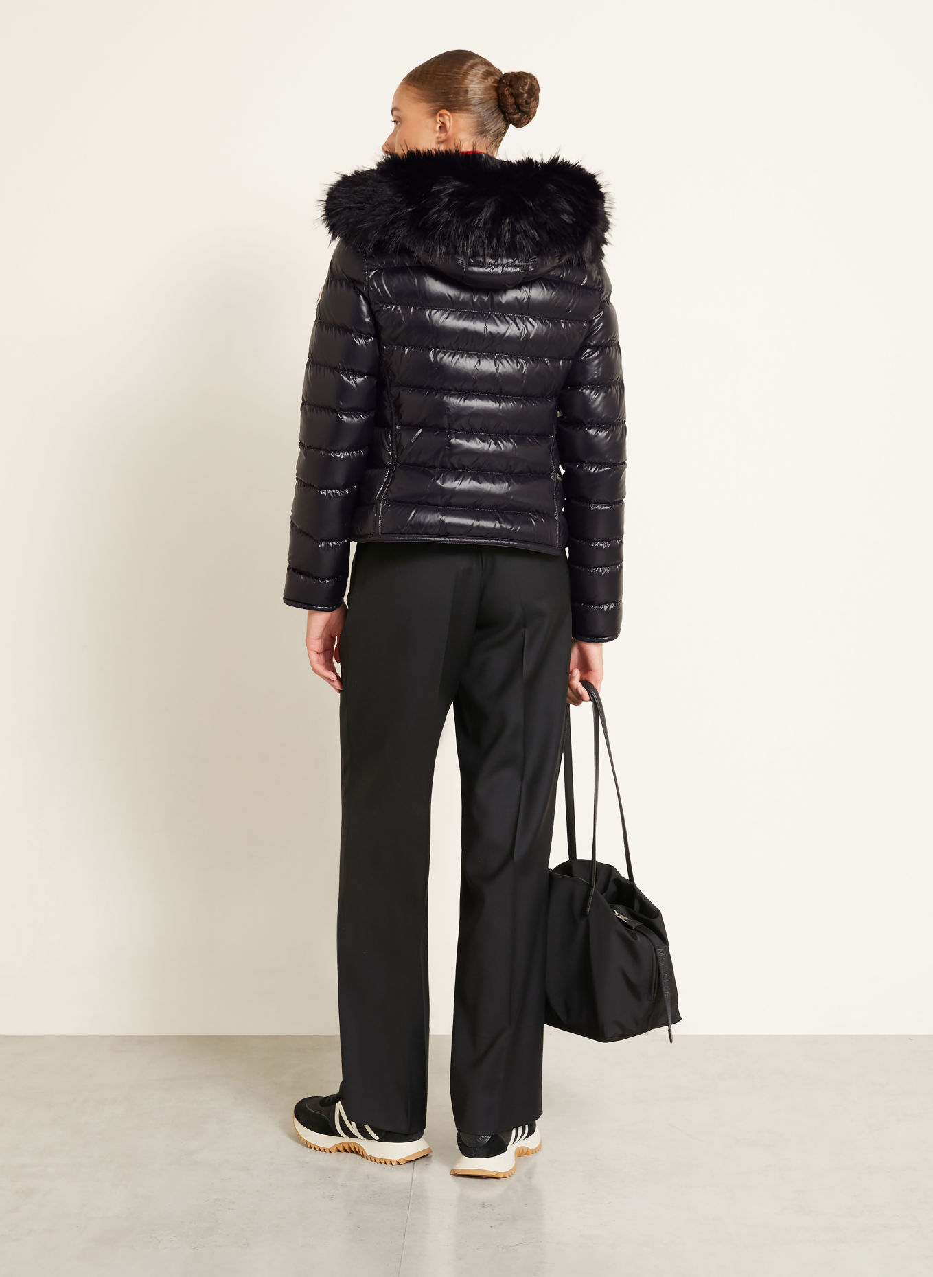 MONCLER Daunenjacke BADYEFFE mit abnehmbarem Kunstfell: SCHWARZ