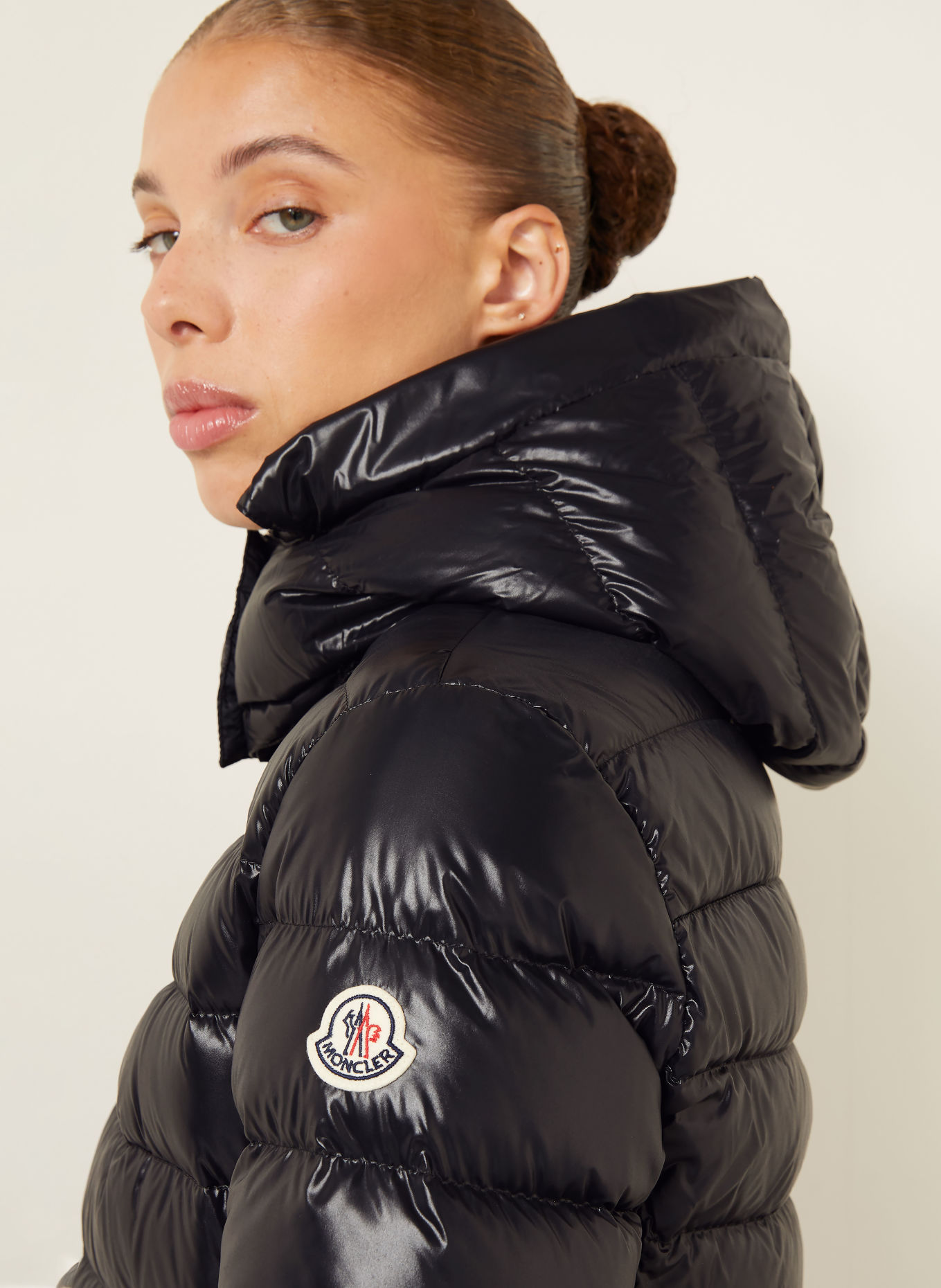 MONCLER Daunenjacke BADYEFFE mit abnehmbarem Kunstfell: SCHWARZ
