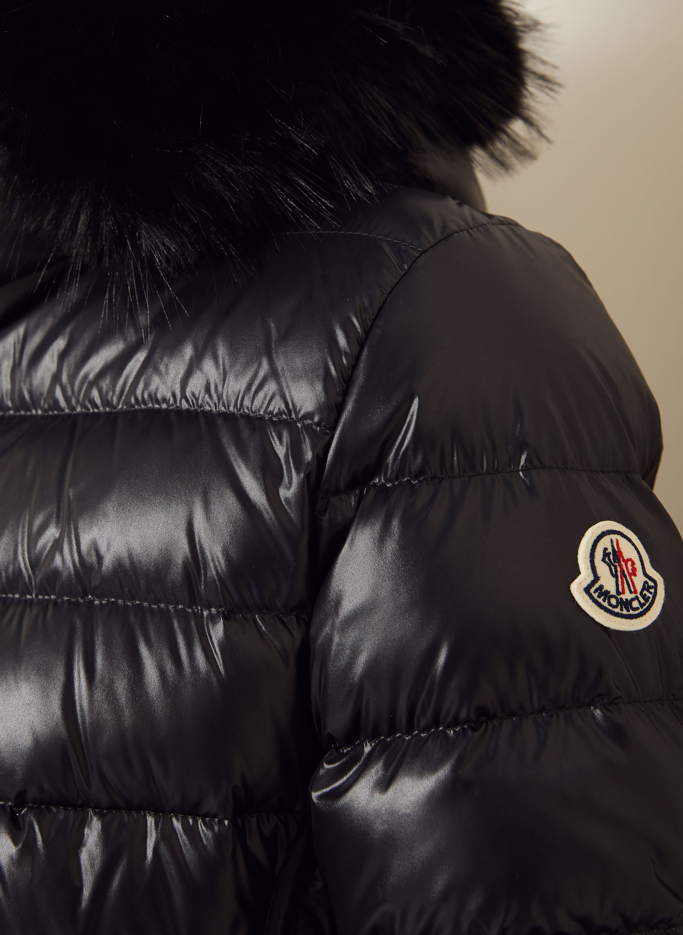 MONCLER Daunenjacke BADYEFFE mit abnehmbarem Kunstfell: SCHWARZ
