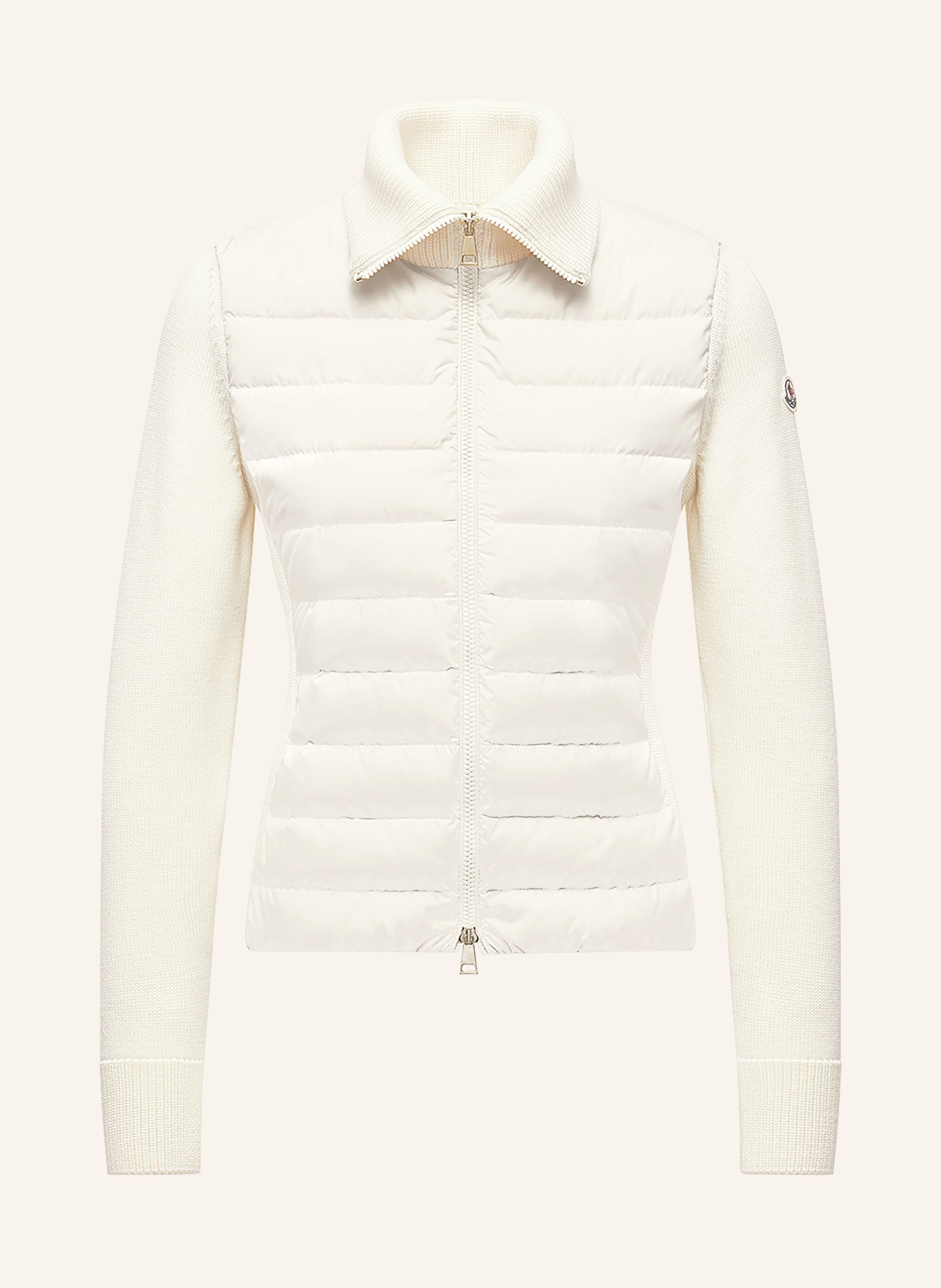 MONCLER Jacke im Materialmix: CREME