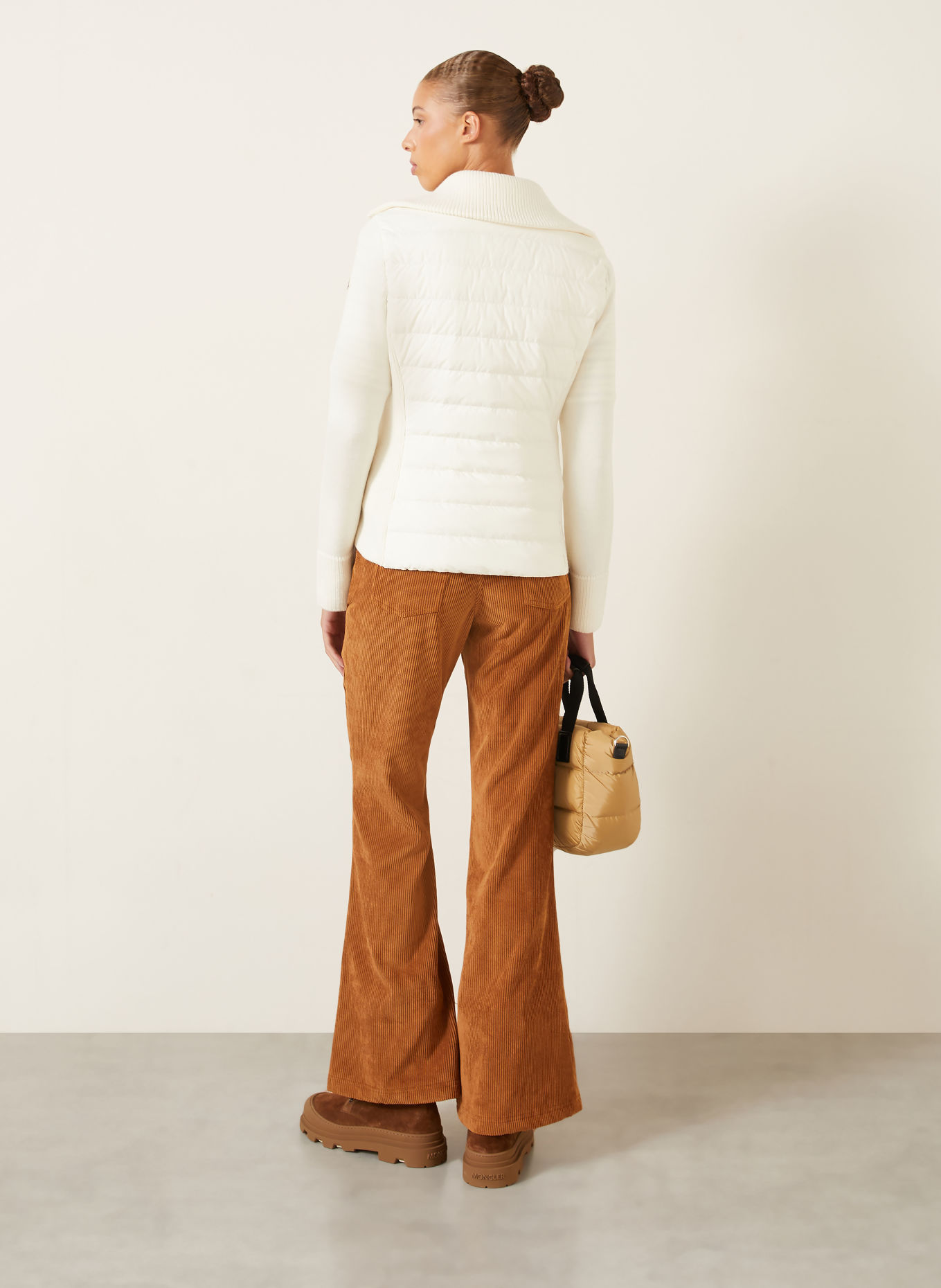 MONCLER Jacke im Materialmix: CREME