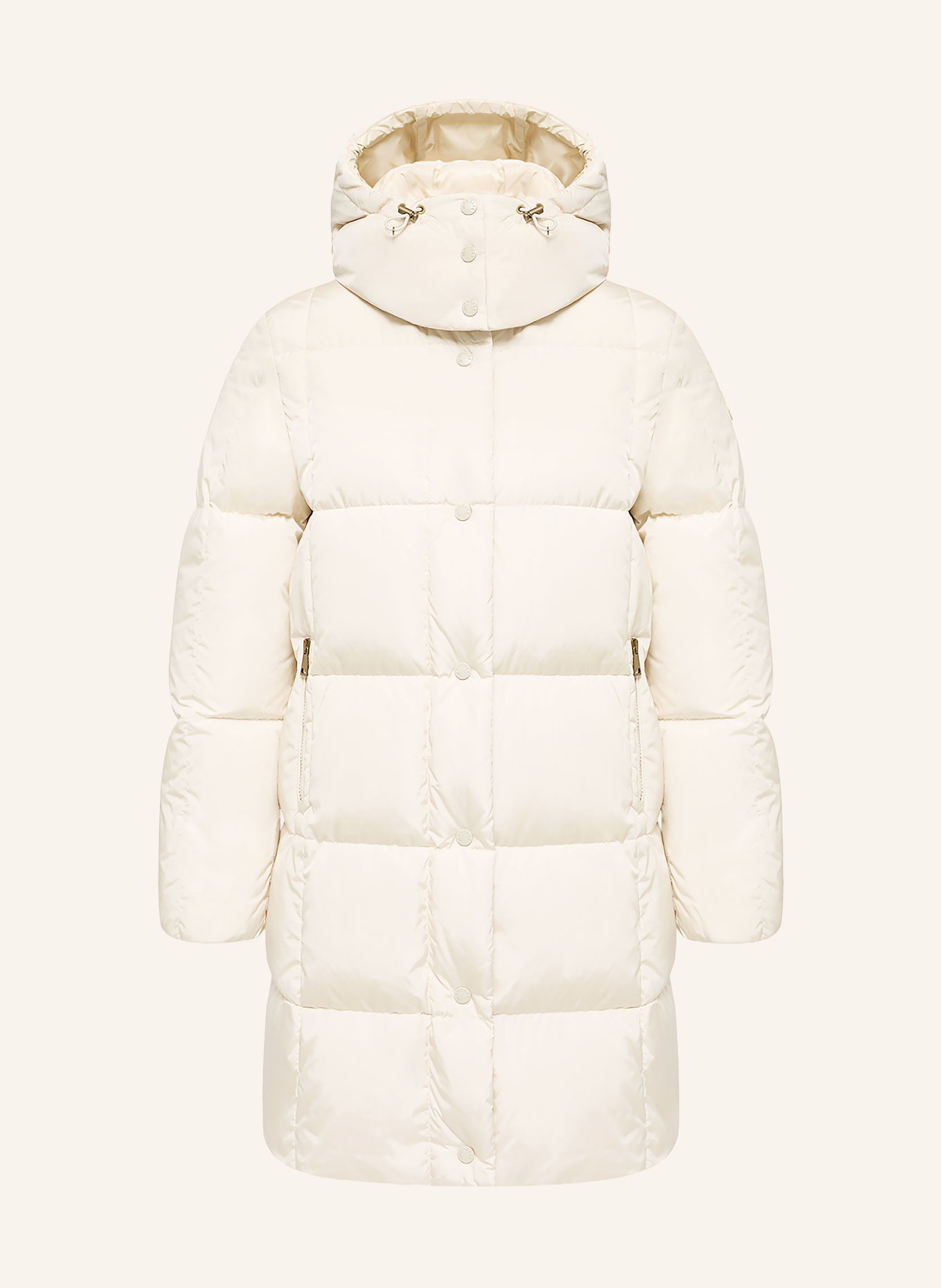 MONCLER Daunenmantel LITTE mit abnehmbarer Kapuze: CREME