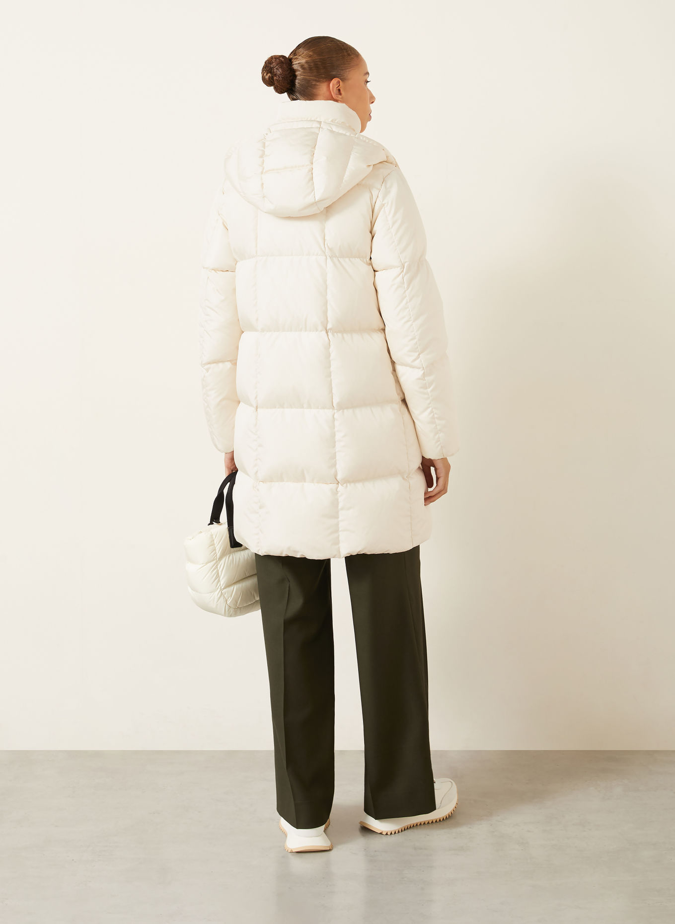 MONCLER Daunenmantel LITTE mit abnehmbarer Kapuze: CREME
