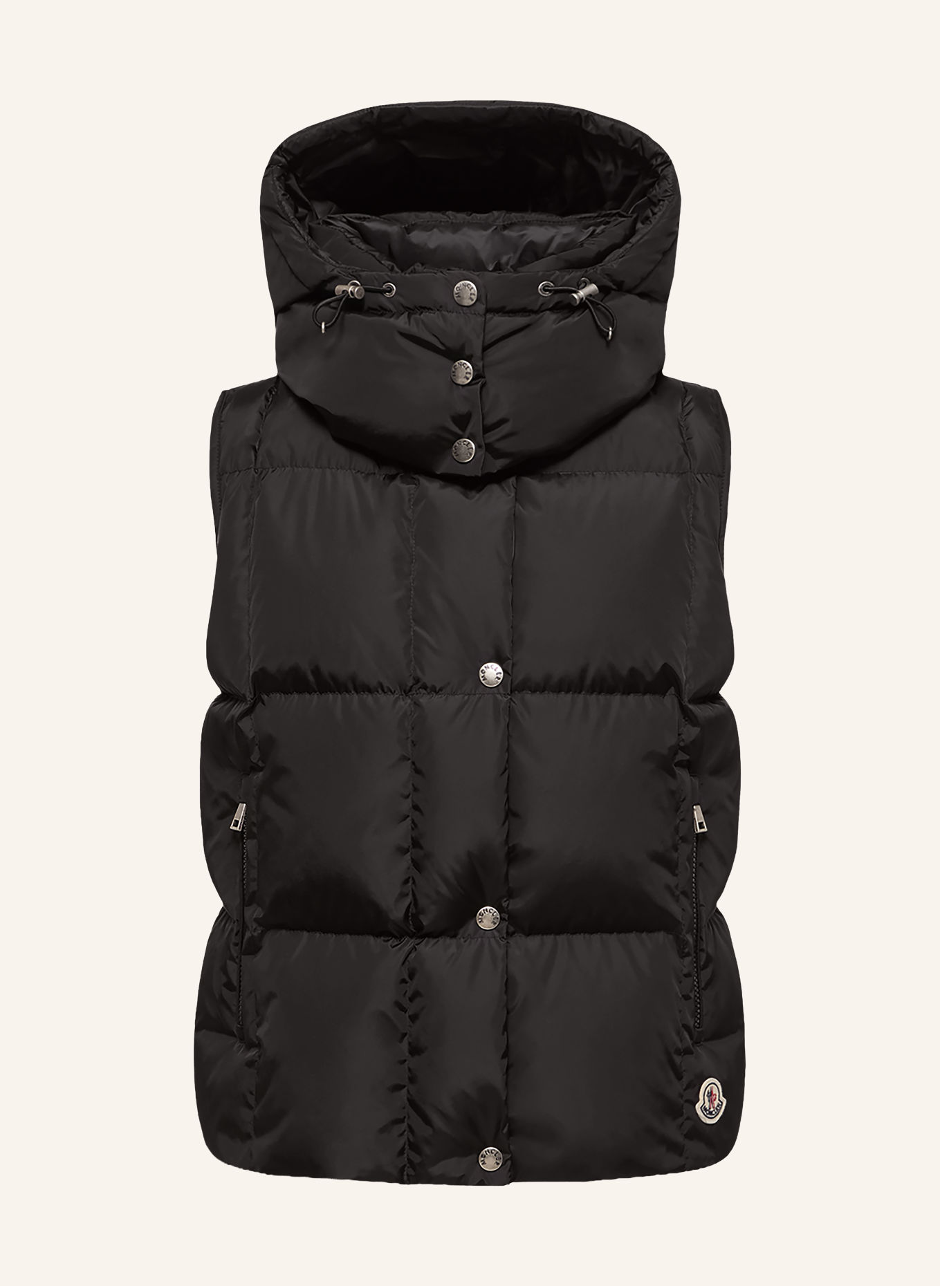 MONCLER Daunenweste MACAREUX mit abnehmbarer Kapuze: SCHWARZ