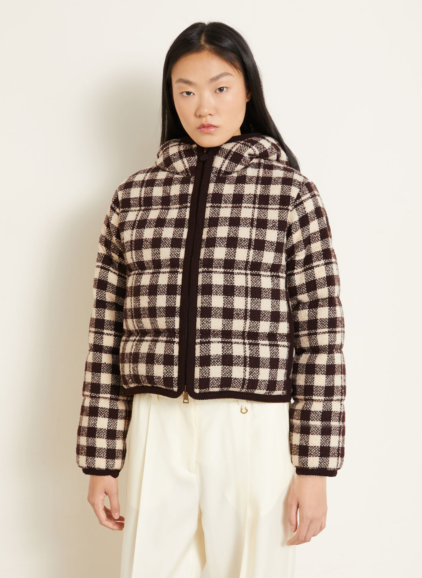 MONCLER Daunenjacke ABSTRACTION: ECRU / DUNKELBRAUN