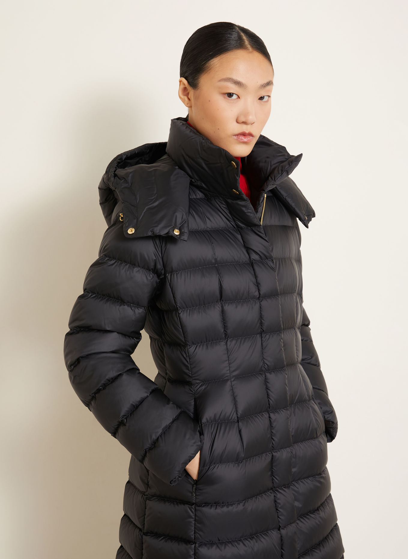 MONCLER Daunenmantel HIRMAS mit abnehmbarer Kapuze: SCHWARZ