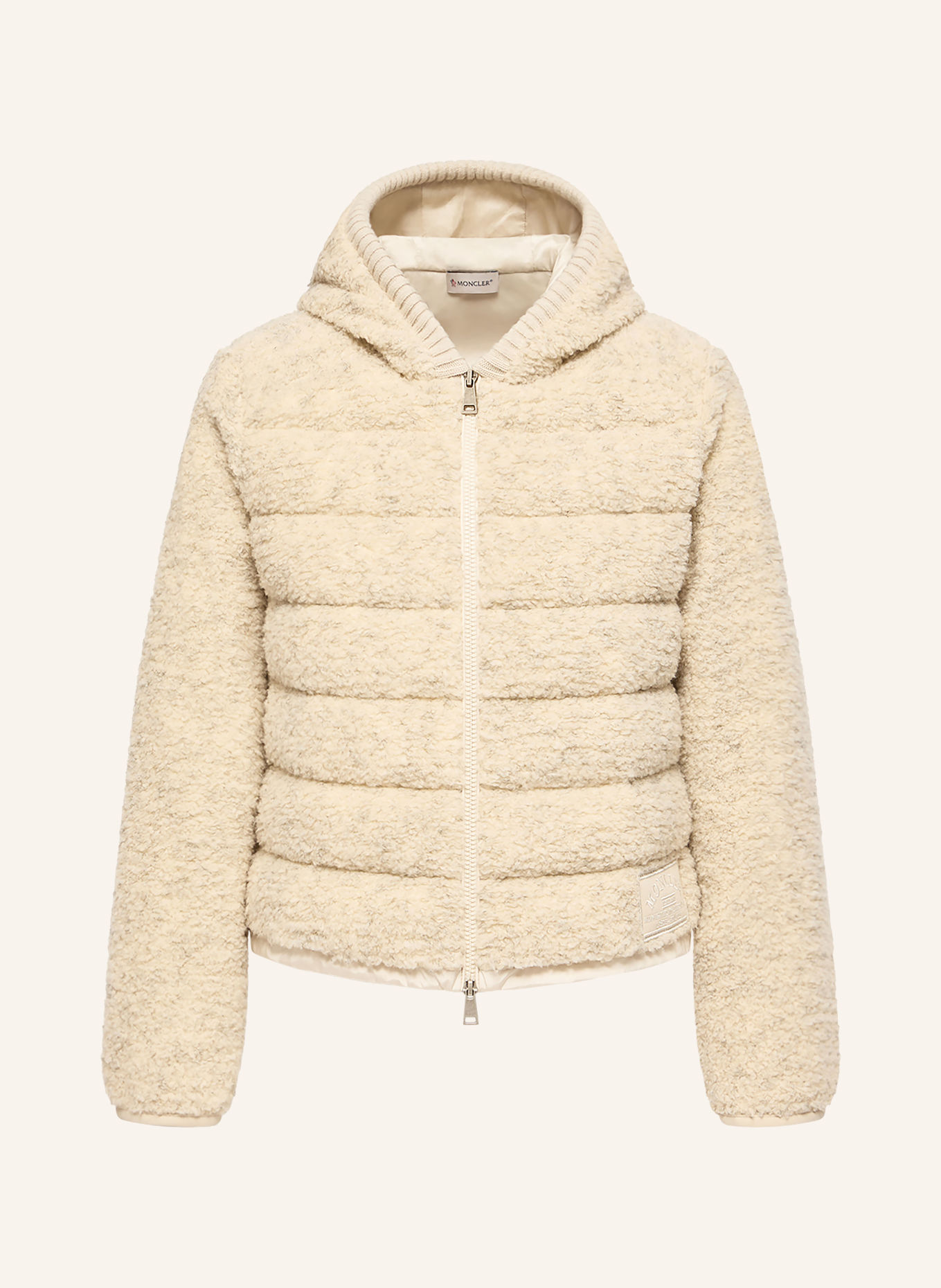 MONCLER Down jacket made of teddy fur: CREAM