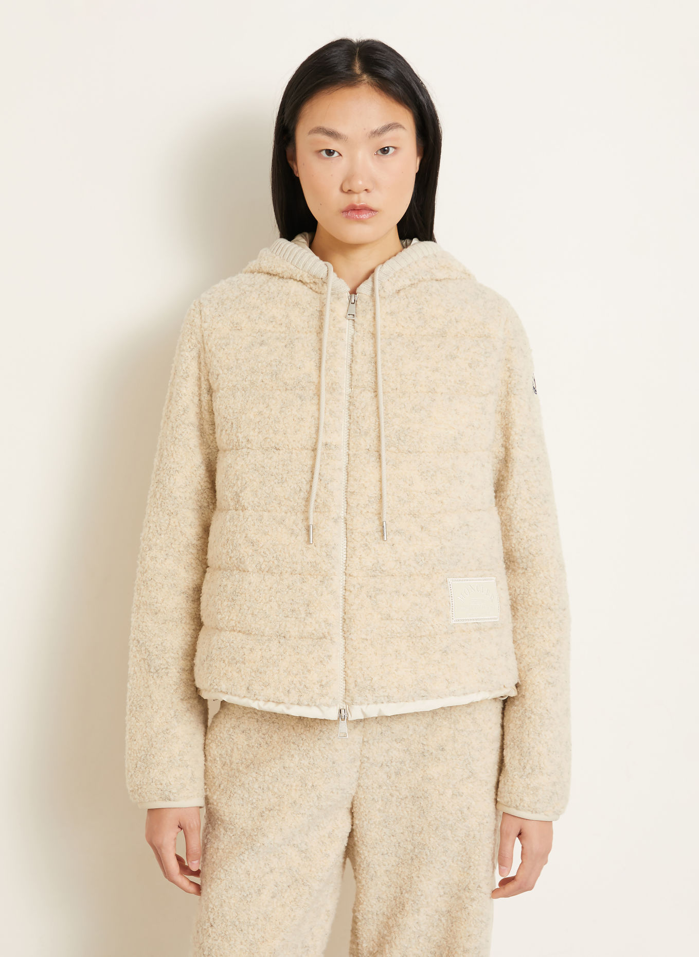 MONCLER Down jacket made of teddy fur: CREAM