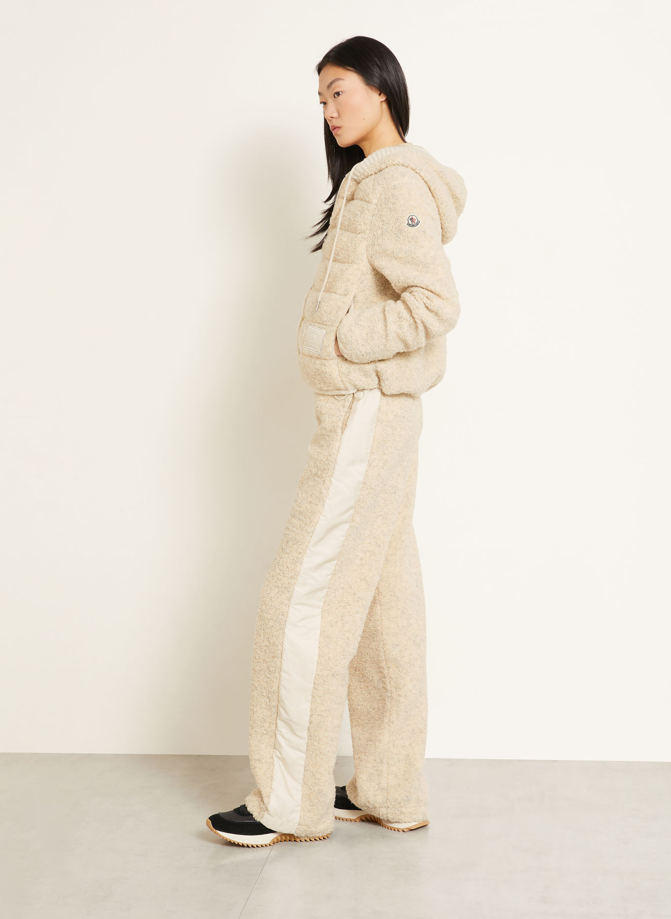 MONCLER Down jacket made of teddy fur: CREAM