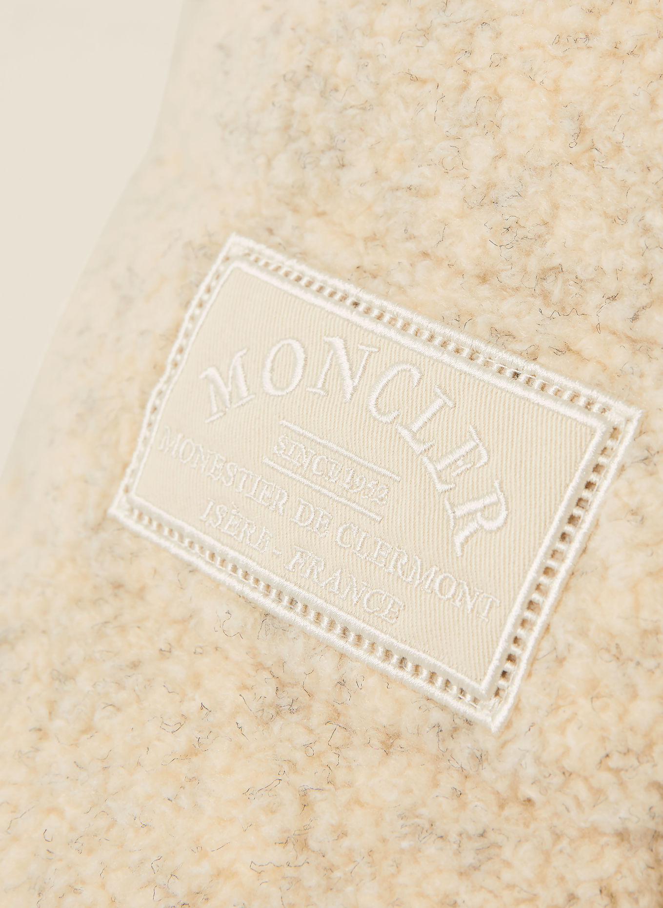 MONCLER Down jacket made of teddy fur: CREAM
