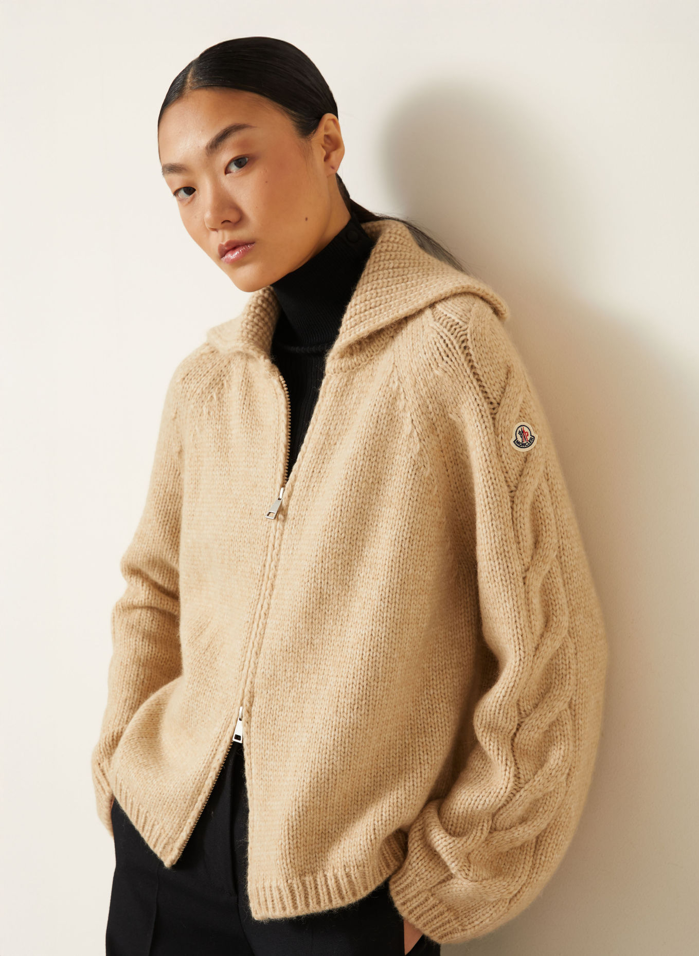 MONCLER Strickjacke mit Alpaka: BEIGE