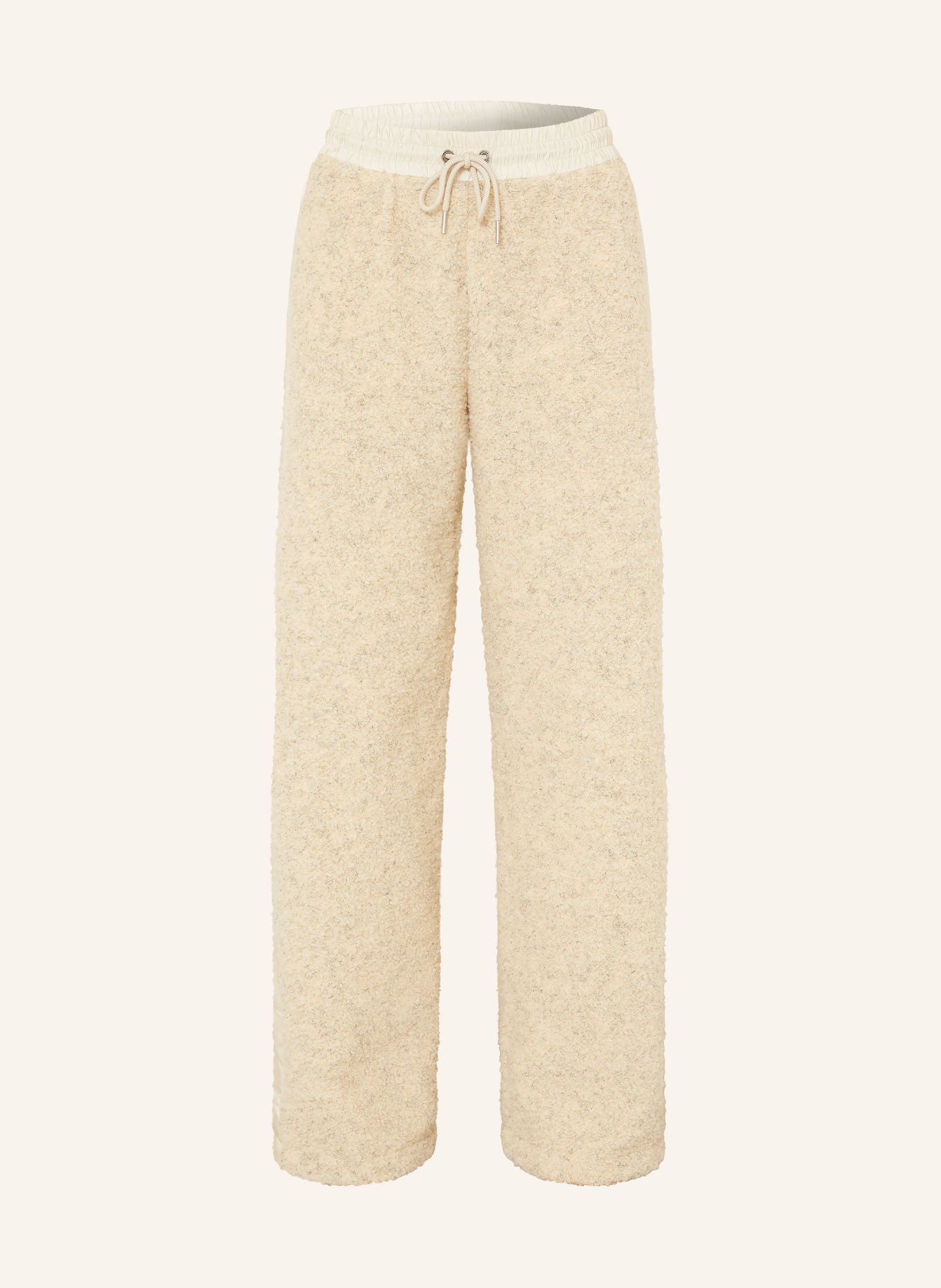 MONCLER Plush trousers with braided trim: ECRU / GRAY