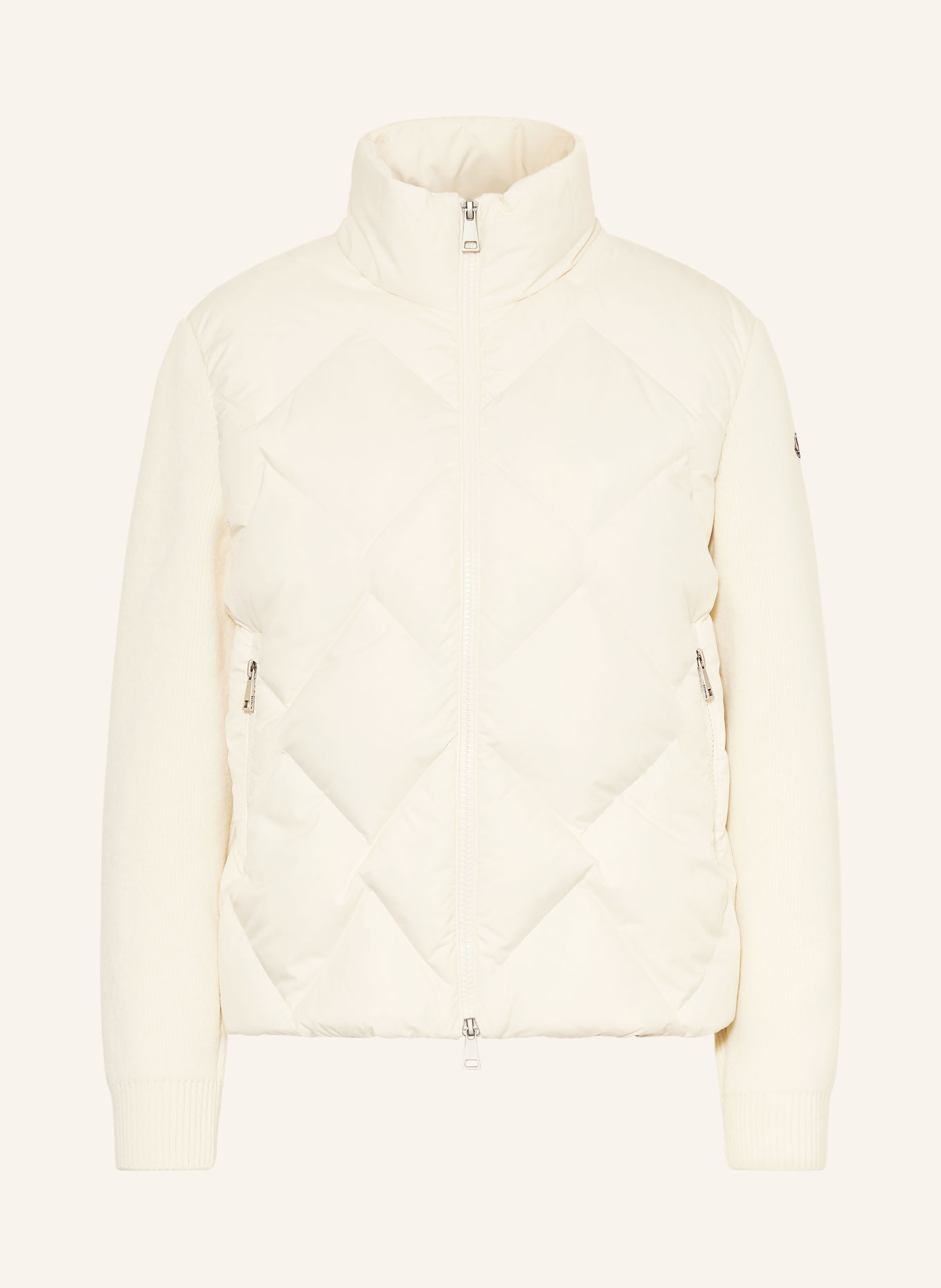MONCLER Mixed-fabric cardigan: CREAM