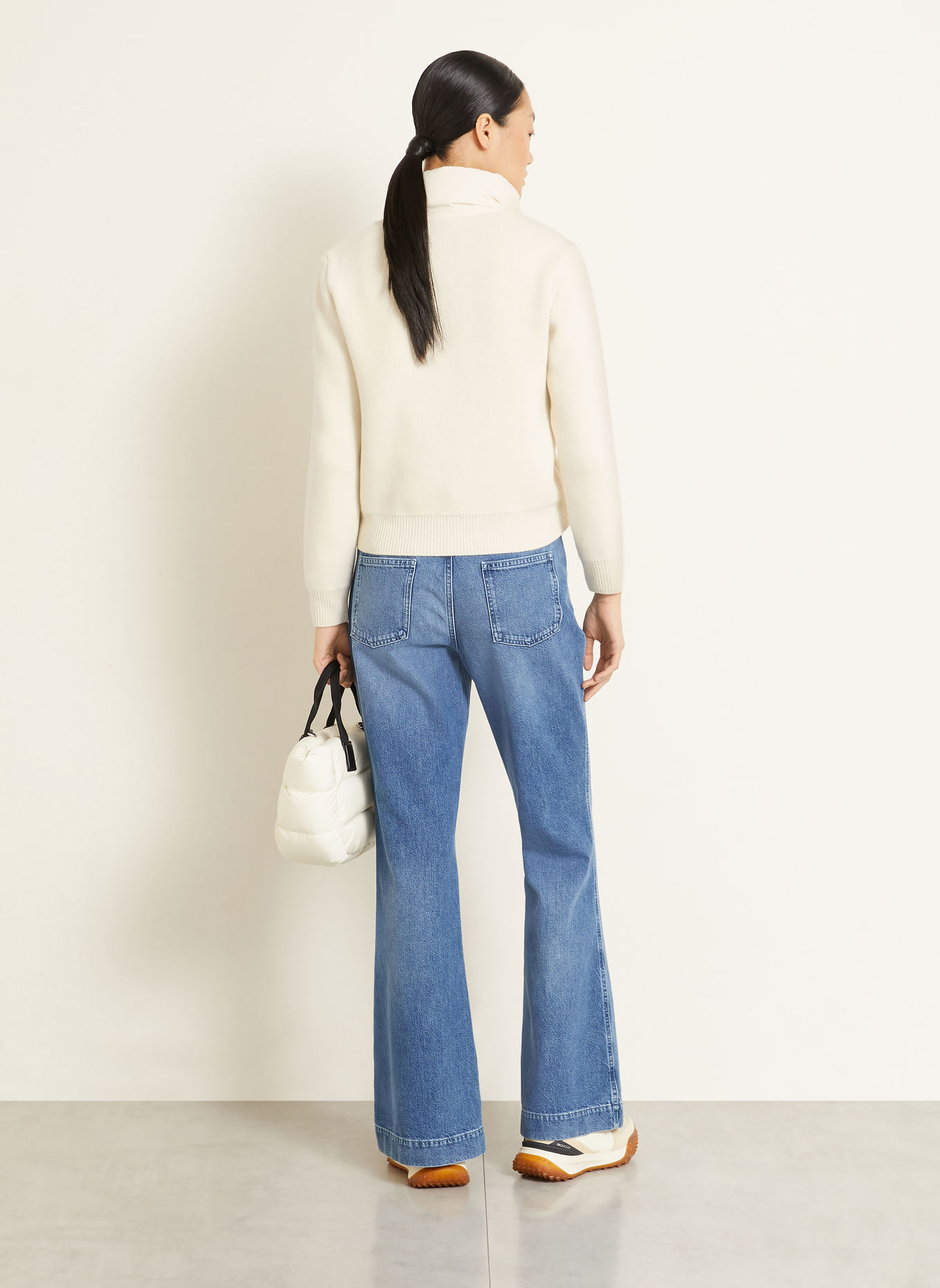 MONCLER Mixed-fabric cardigan: CREAM