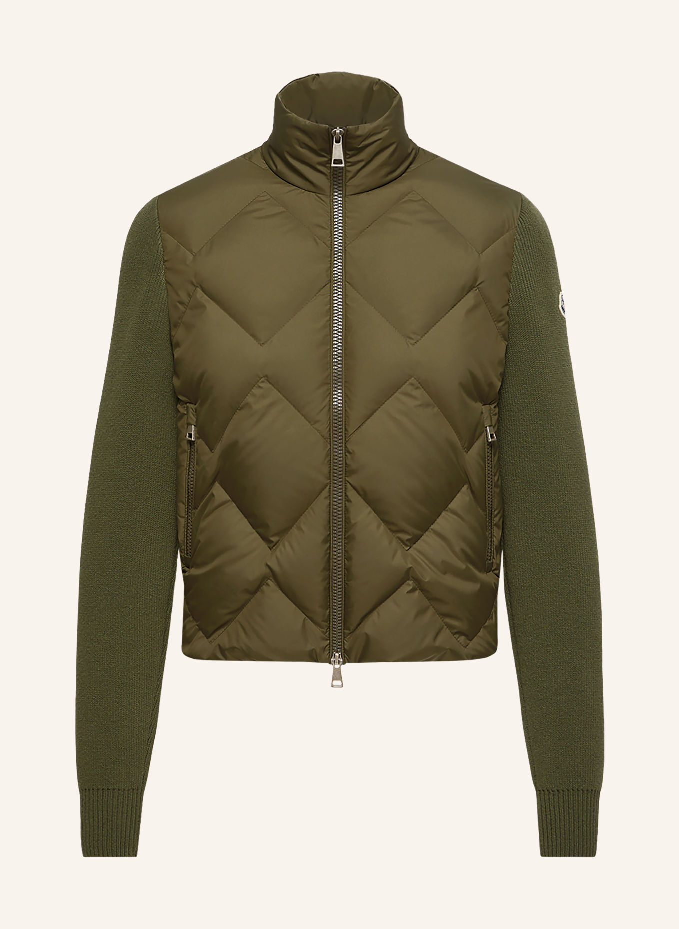 MONCLER Strickjacke im Materialmix: OLIV