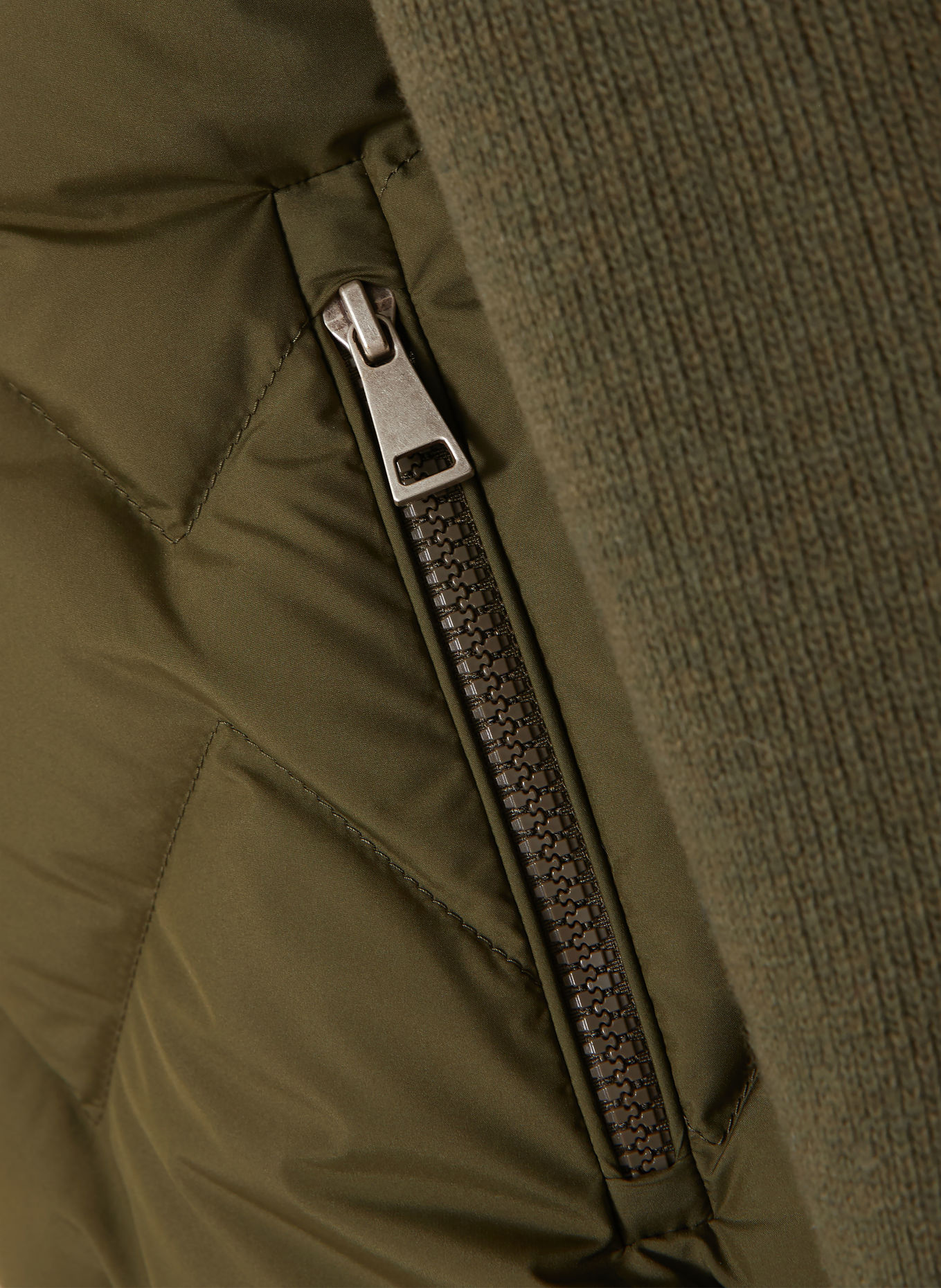 MONCLER Strickjacke im Materialmix: OLIV