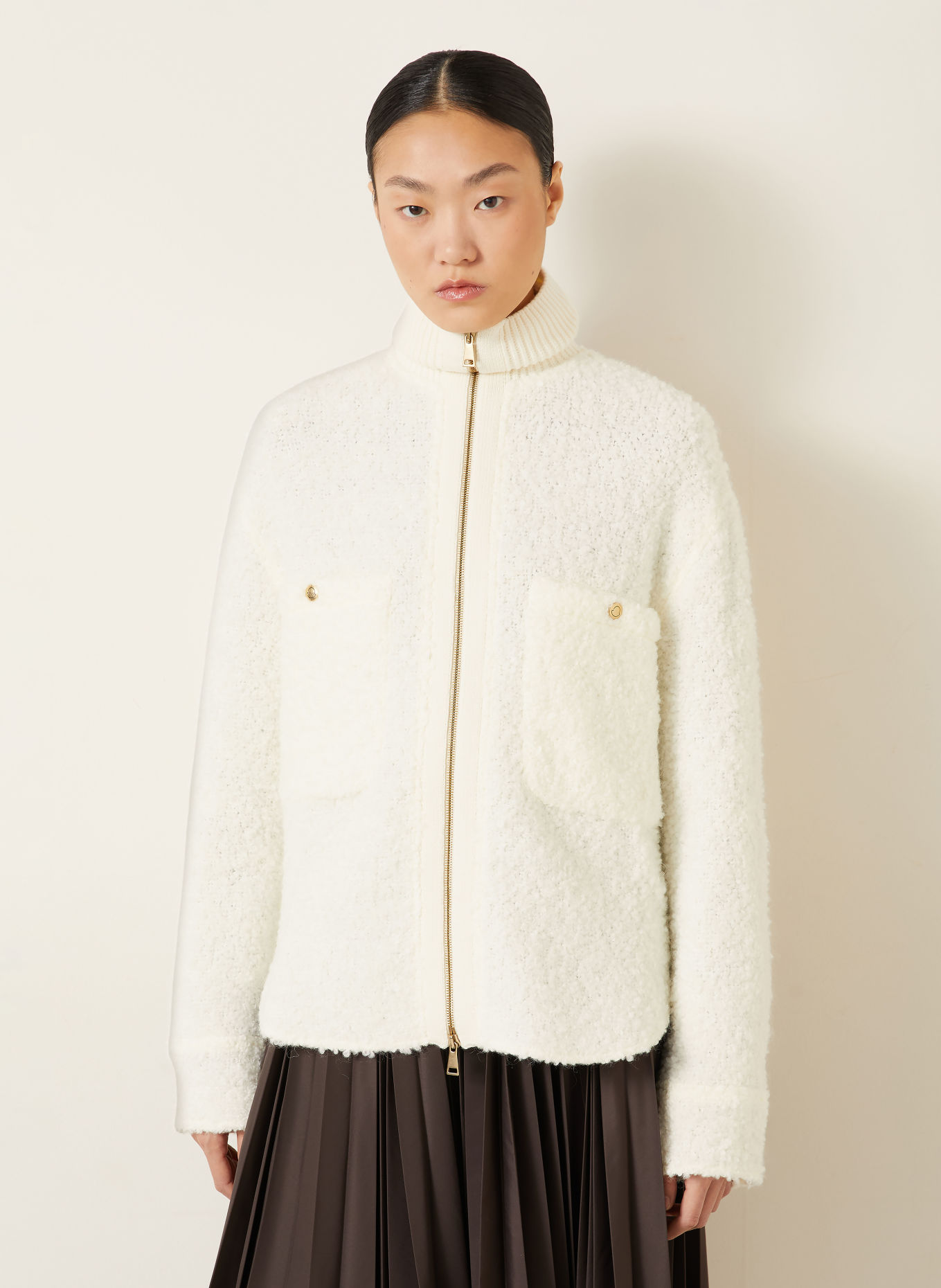 MONCLER Strick-Overshirt: CREME