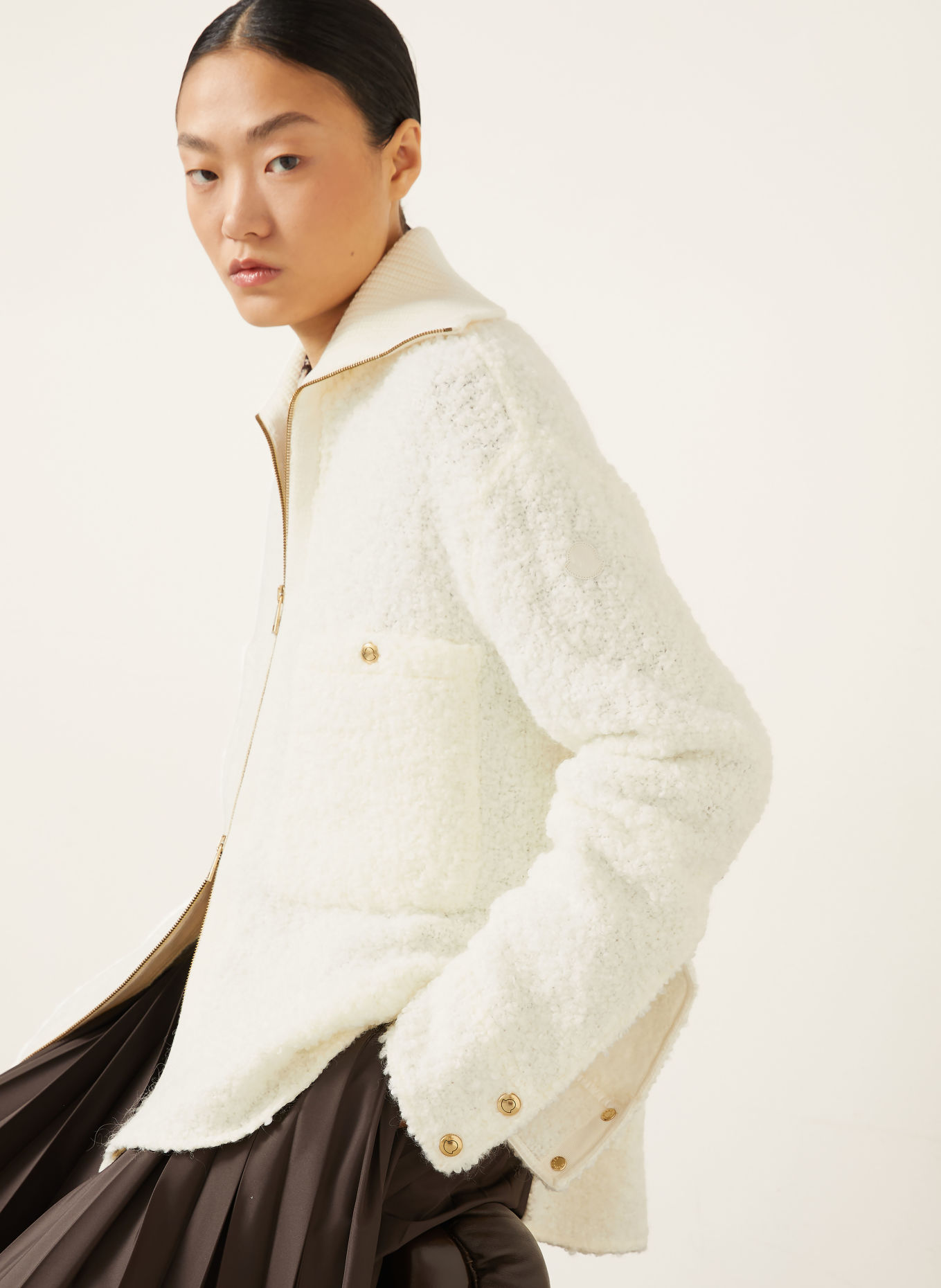 MONCLER Strick-Overshirt: CREME