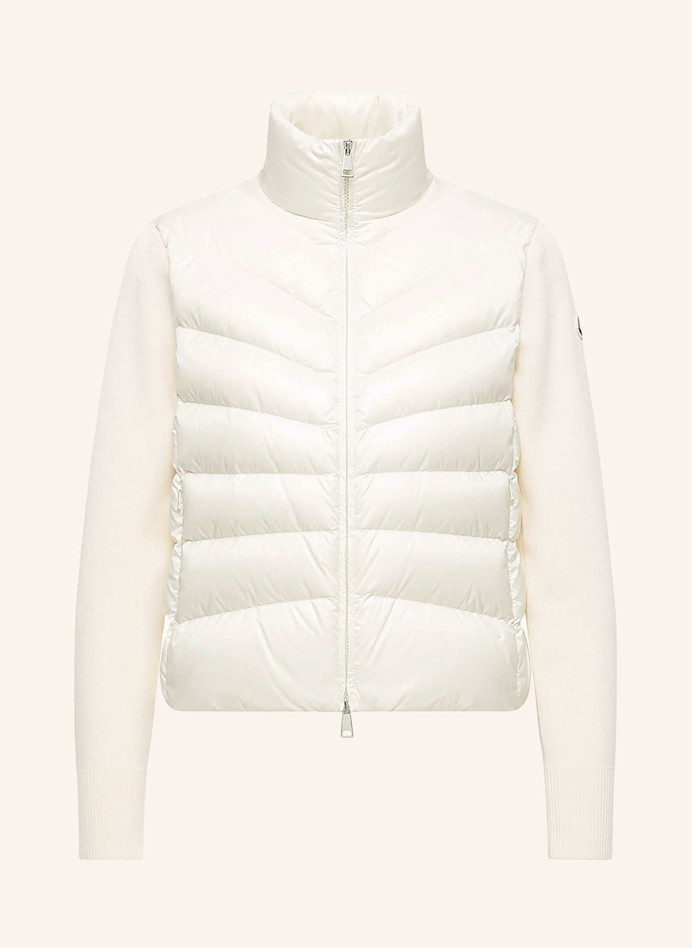 MONCLER Lightweight-Daunenjacke im Materialmix: ECRU