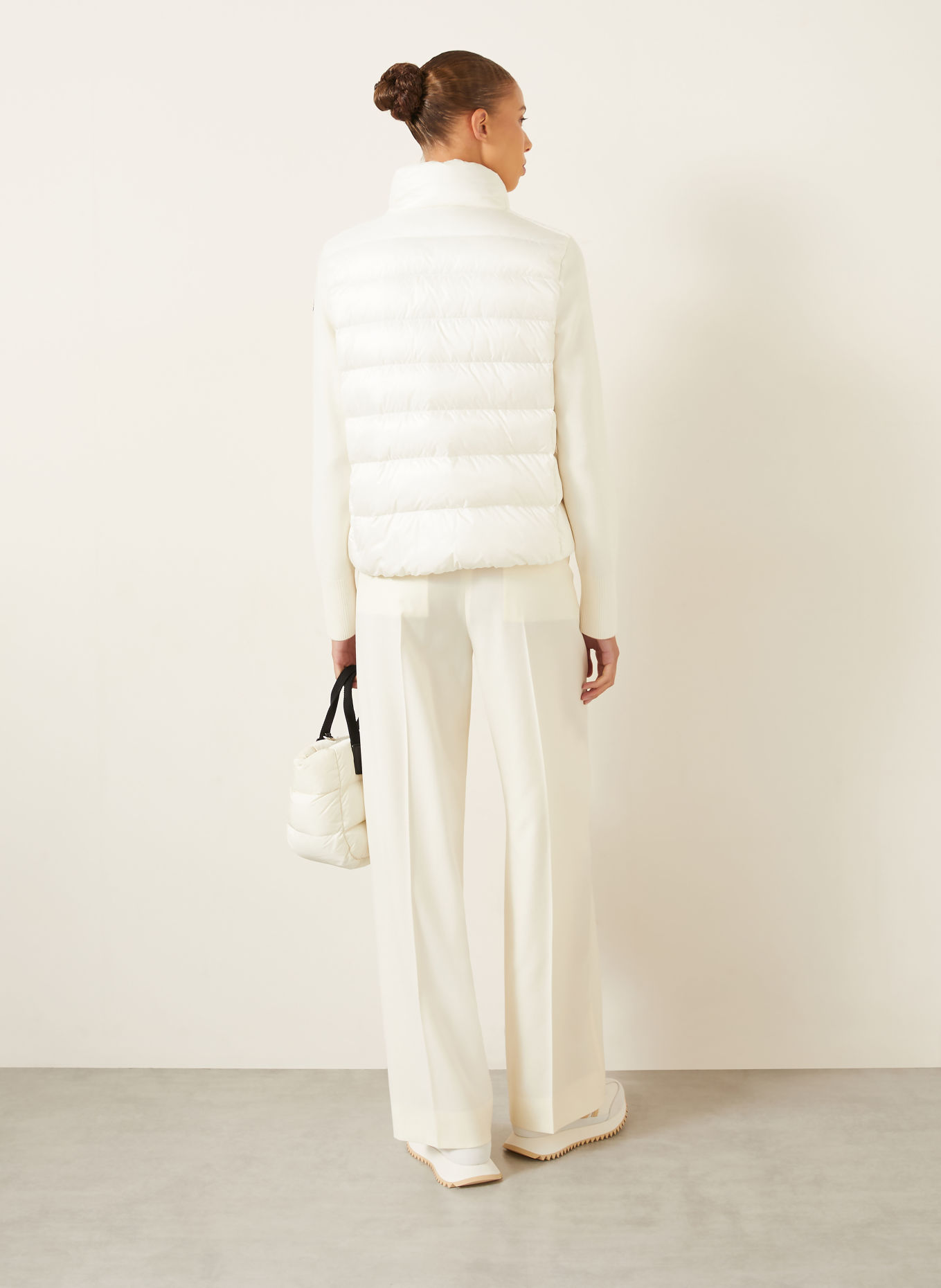 MONCLER Lightweight-Daunenjacke im Materialmix: ECRU