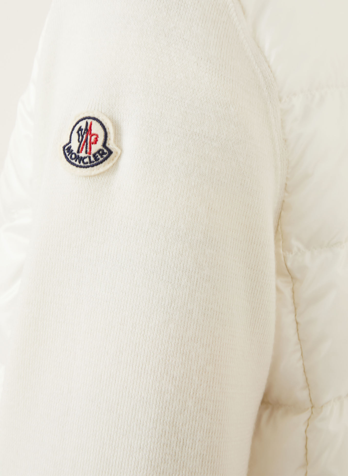 MONCLER Lightweight-Daunenjacke im Materialmix: ECRU