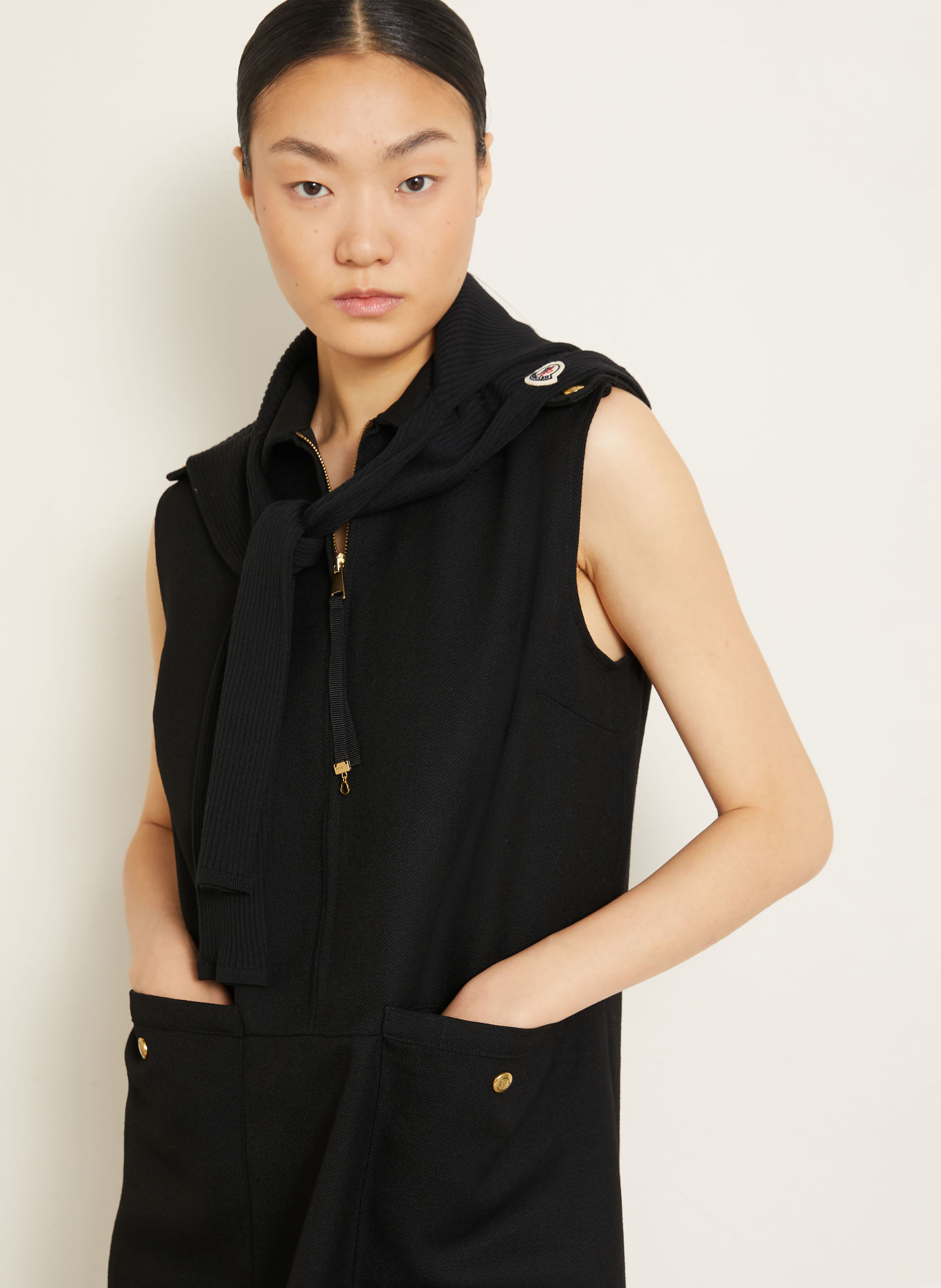 MONCLER Sheath dress: BLACK / GOLD