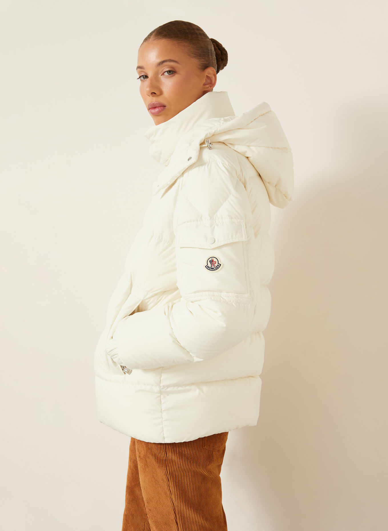 MONCLER Daunenjacke MAYA 70 mit abnehmbarer Kapuze: ECRU