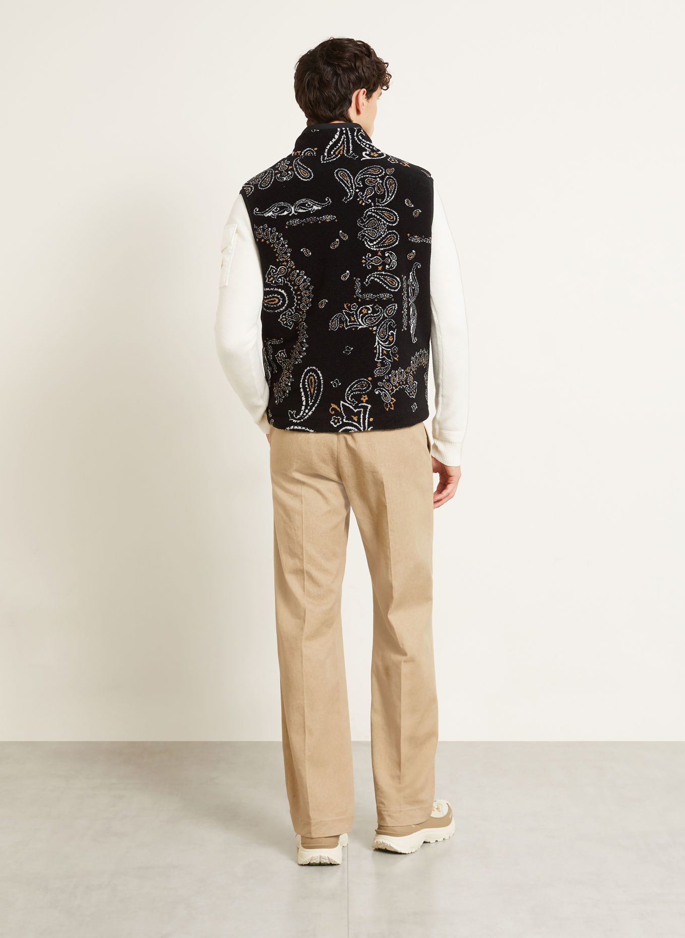 MONCLER Veste polaire sans manches réversible: NOIR / CHAMEAU / ÉCRU