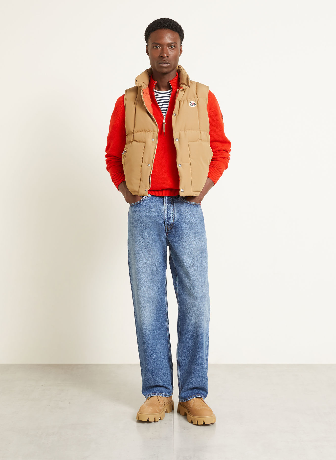MONCLER BRUMELUNE Down vest: BEIGE