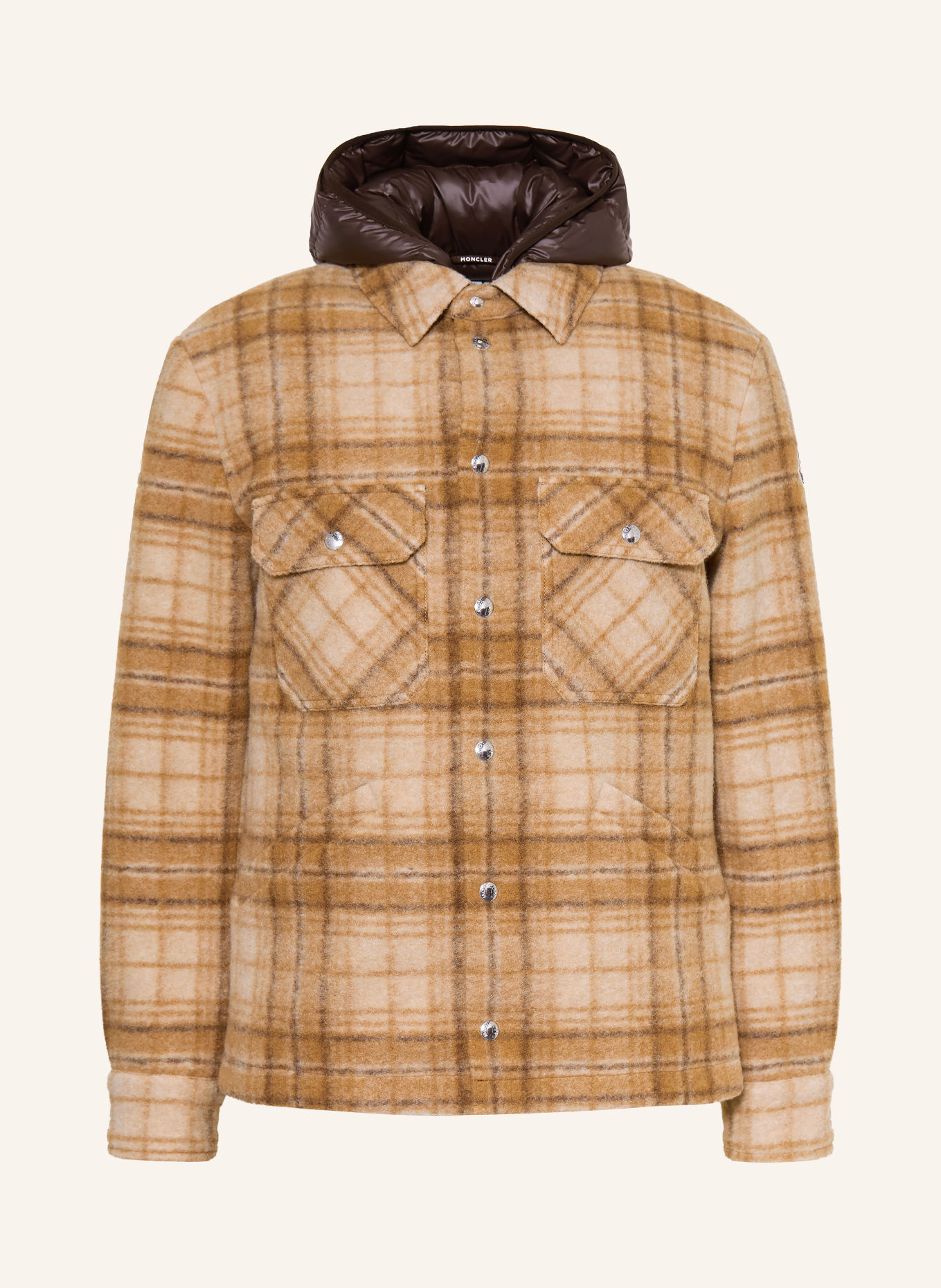 MONCLER NYVALIN 2-in-1 Down jacket: CAMEL / DARK BROWN / CREAM
