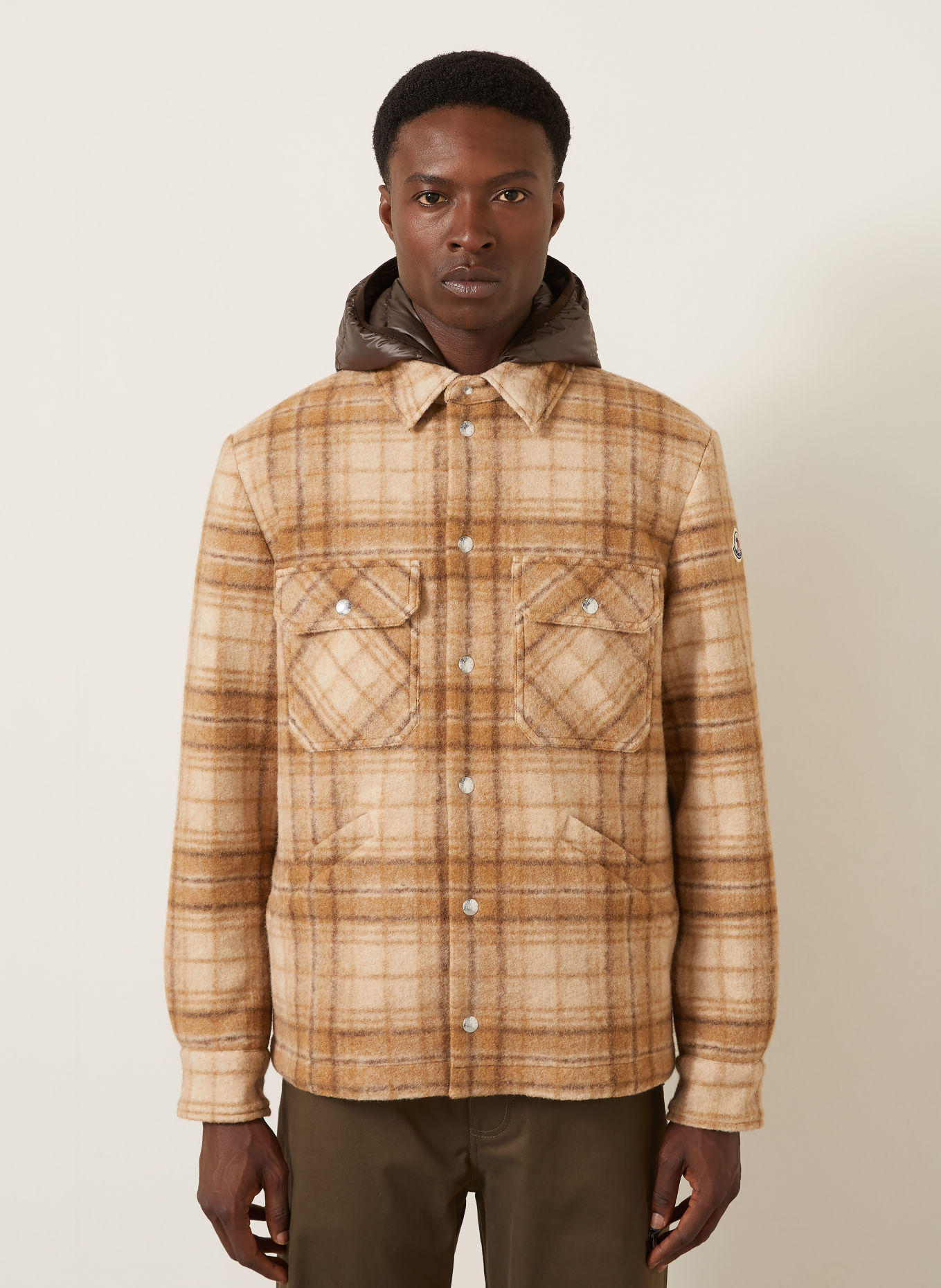 MONCLER NYVALIN 2-in-1 Down jacket: CAMEL / DARK BROWN / CREAM