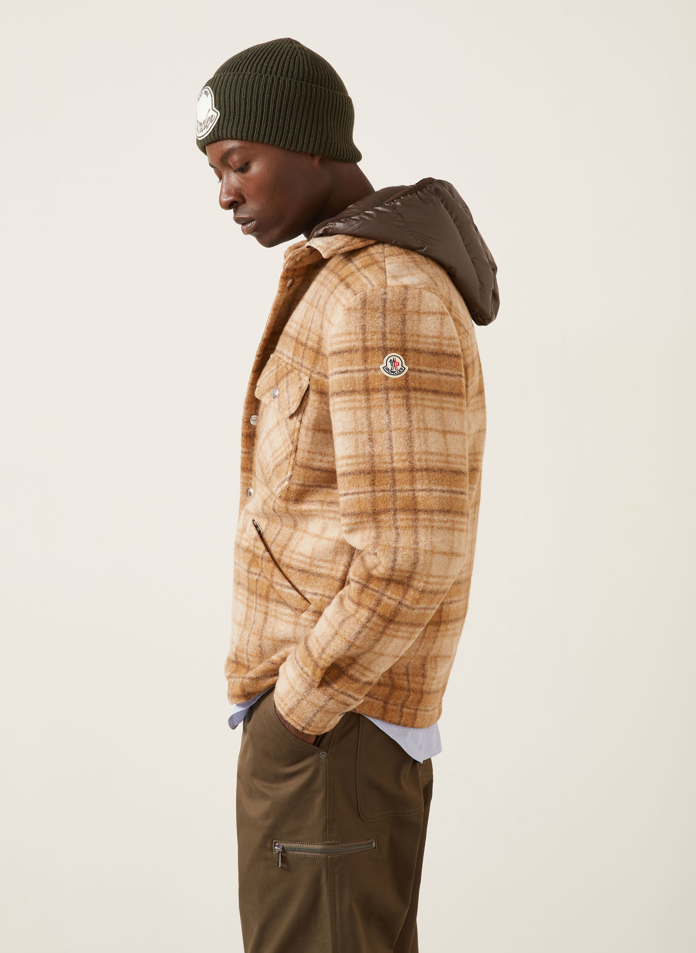 MONCLER NYVALIN 2-in-1 Down jacket: CAMEL / DARK BROWN / CREAM