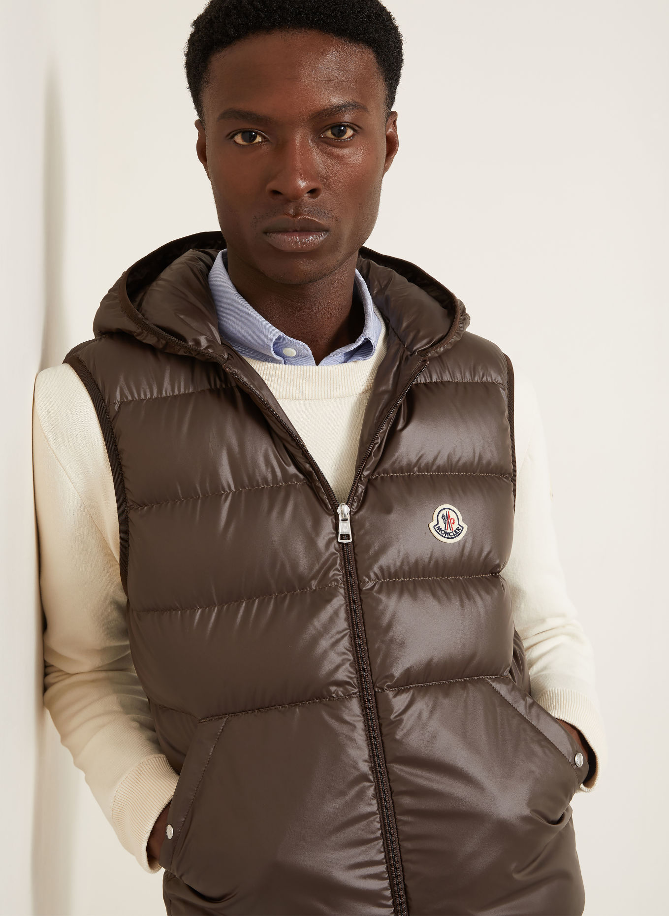 MONCLER NYVALIN 2-in-1 Down jacket: CAMEL / DARK BROWN / CREAM