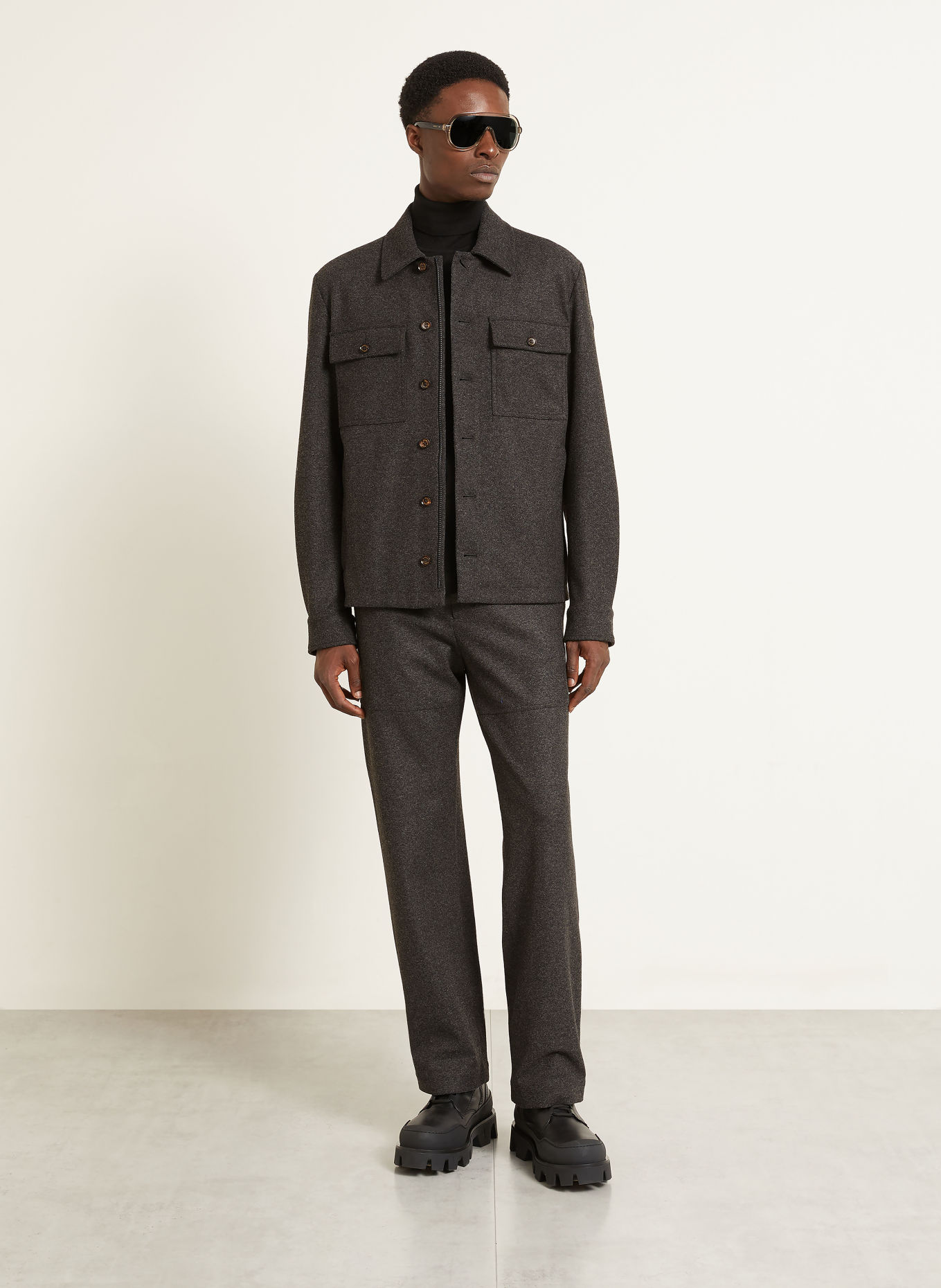 MONCLER Koszula flanelowa Comfort Fit: CZIEMNOSZARY