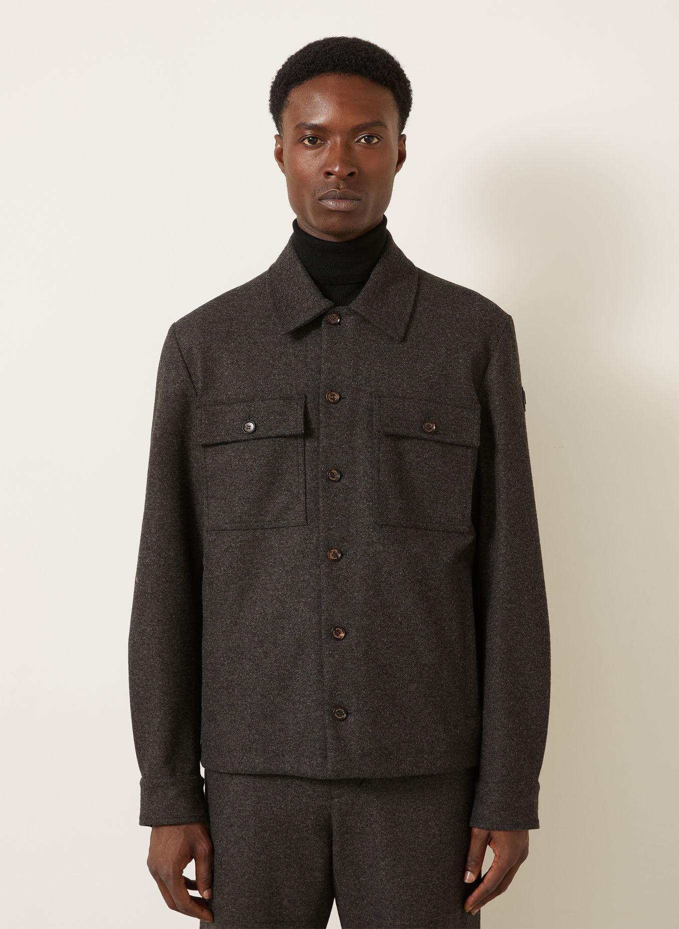 MONCLER Koszula flanelowa Comfort Fit: CZIEMNOSZARY