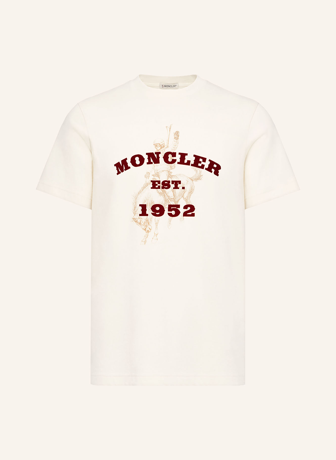 MONCLER T-Shirt: CREME / TAUPE / DUNKELROT