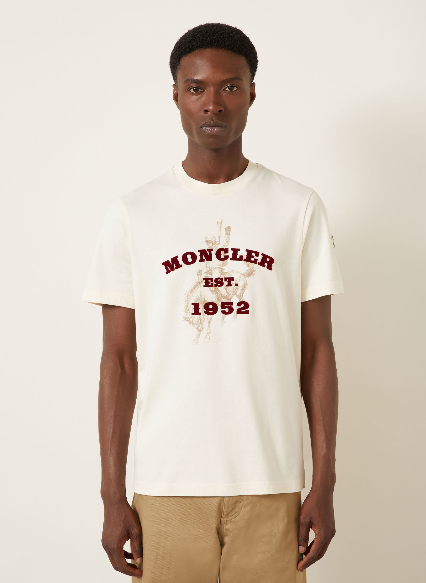 MONCLER T-Shirt: CREME / TAUPE / DUNKELROT