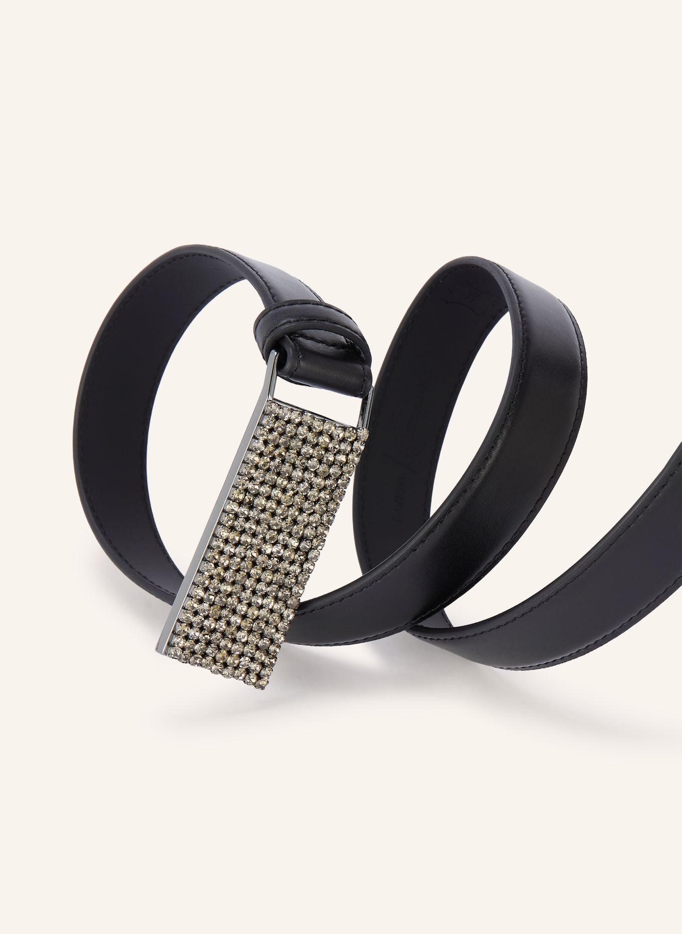 LUISA CERANO Leather belt with gemstones: BLACK