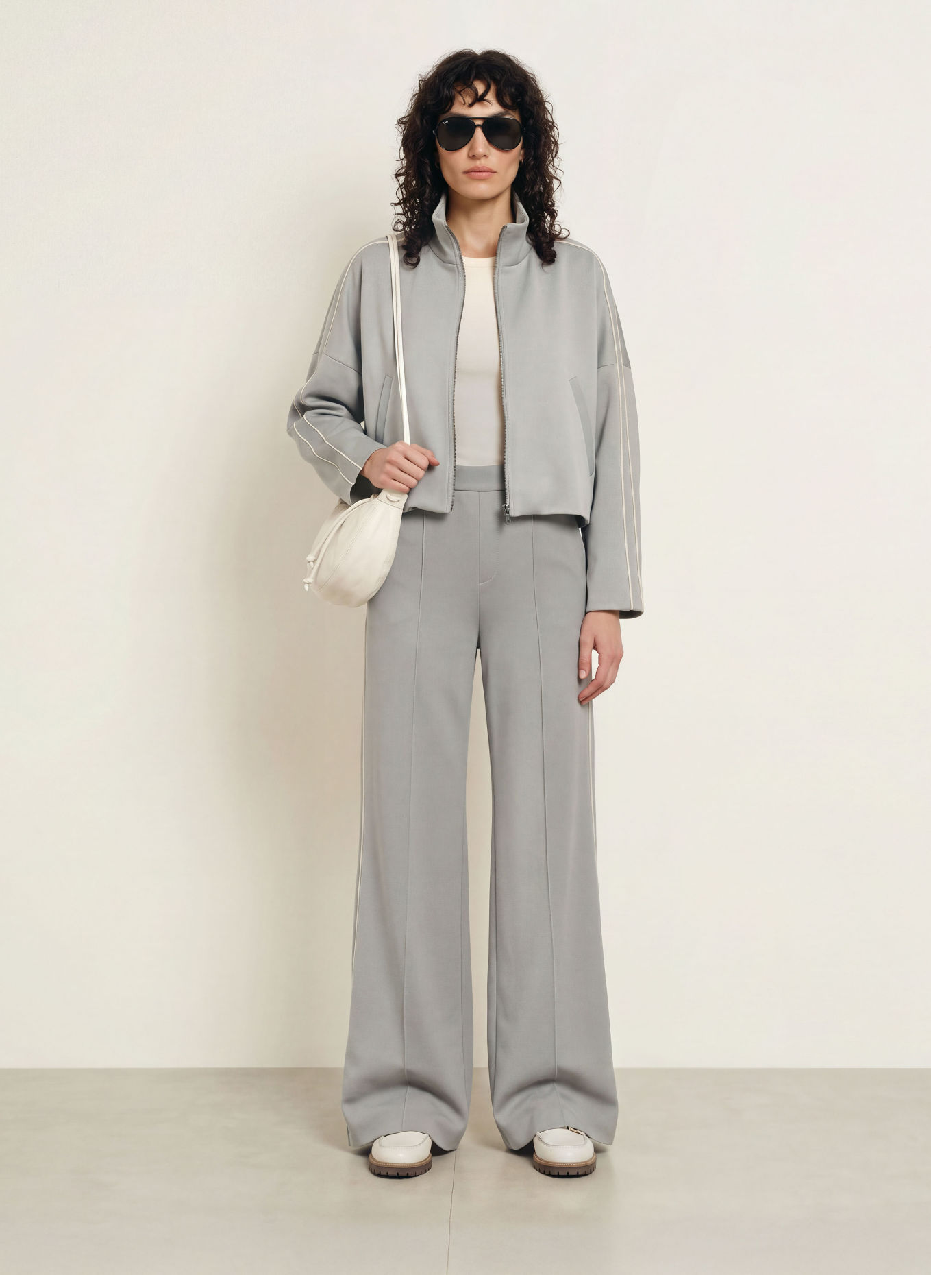 DRYKORN SULBY Jersey Jacket: GRAY / CREAM