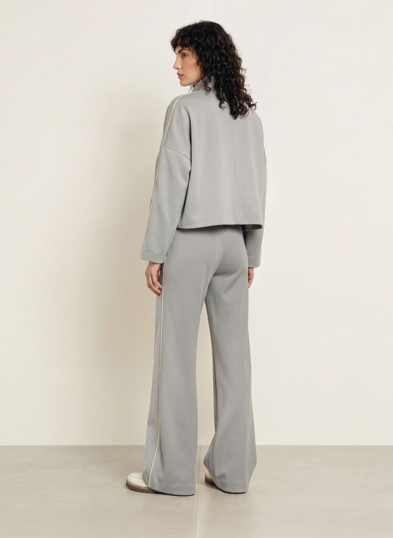 DRYKORN SULBY Jersey Jacket: GRAY / CREAM