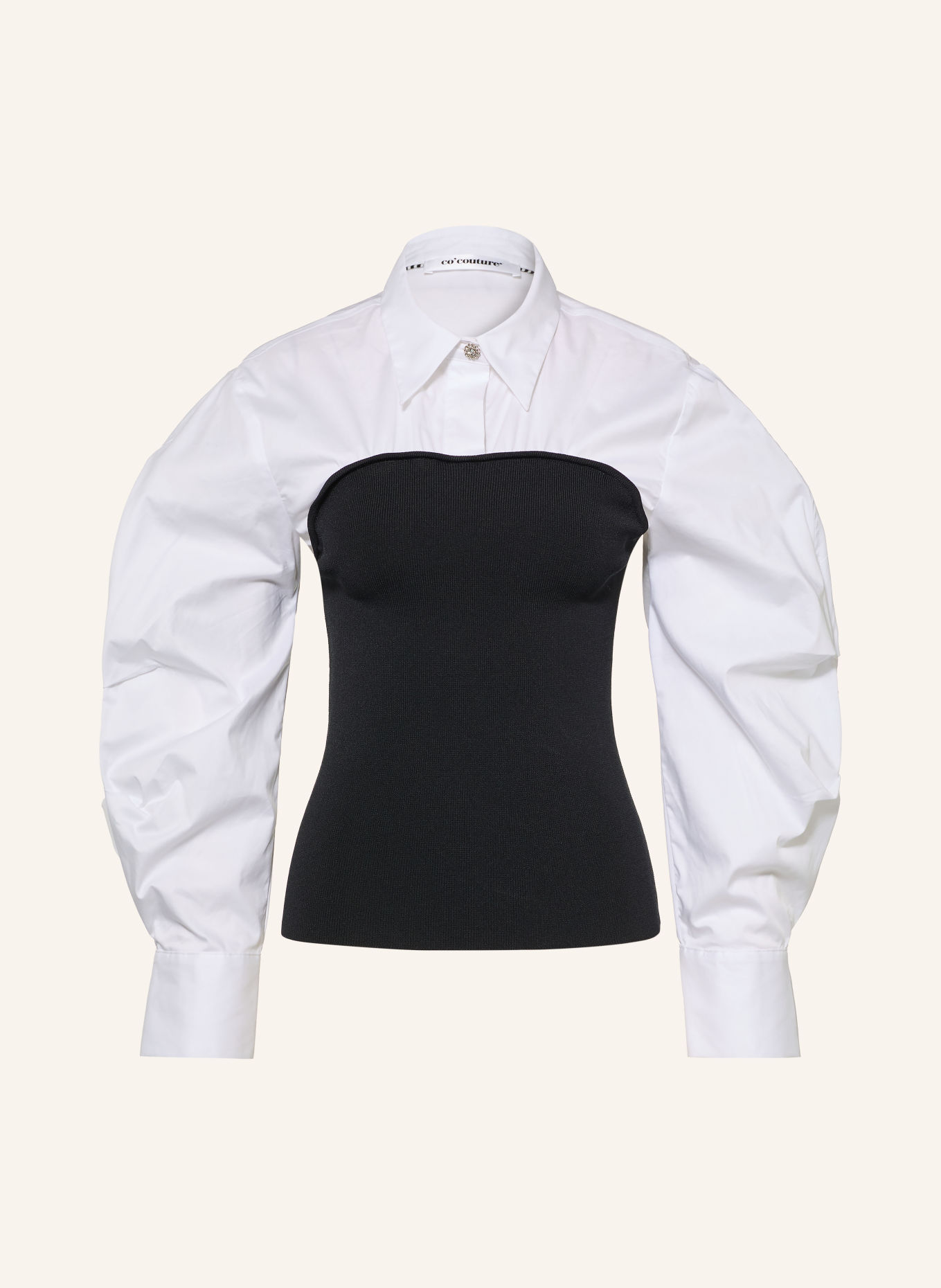 co'couture MERCIACC Blouse in a mix of fabrics: BLACK / WHITE