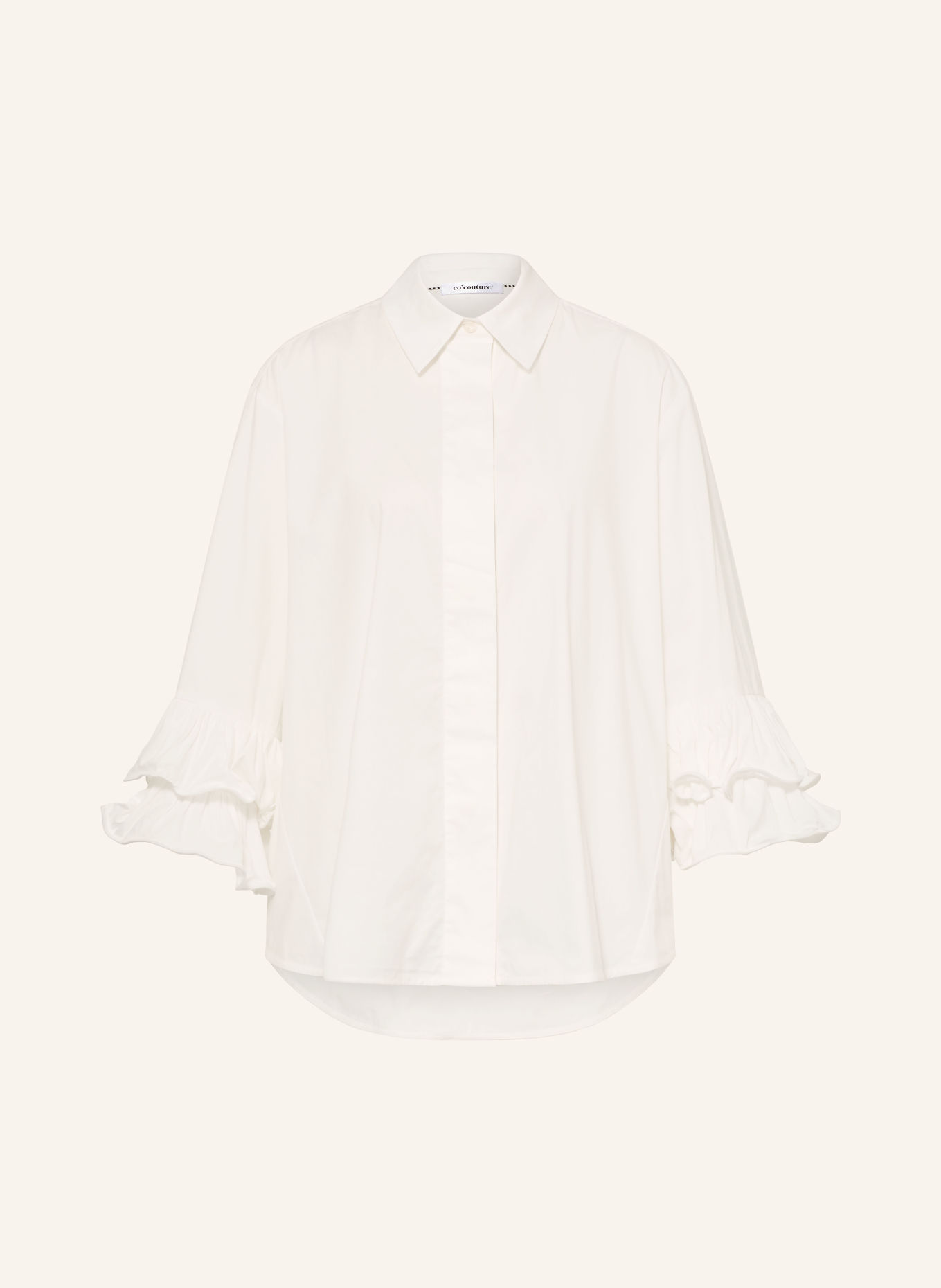 co'couture HALENCC shirt blouse with ruffles and 3/4 sleeves: WHITE