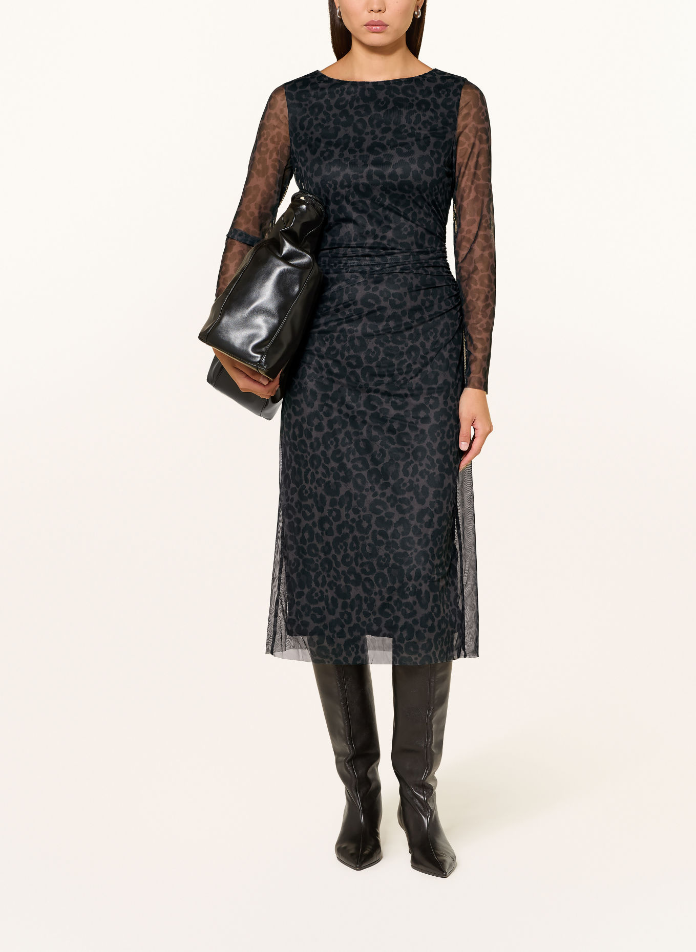oui Mesh-Kleid: DUNKELBRAUN / SCHWARZ