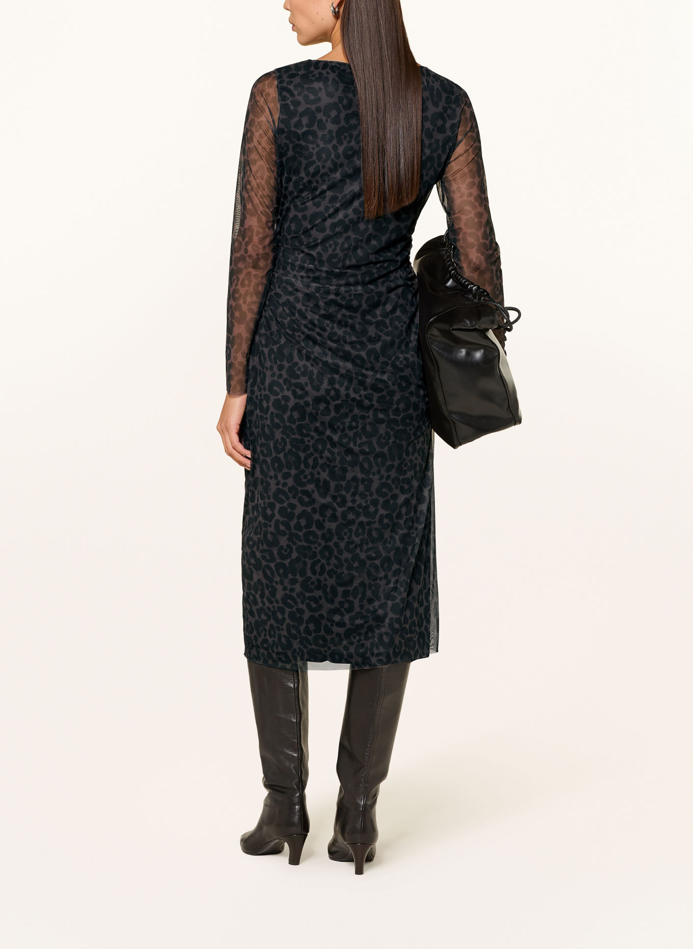 oui Mesh-Kleid: DUNKELBRAUN / SCHWARZ