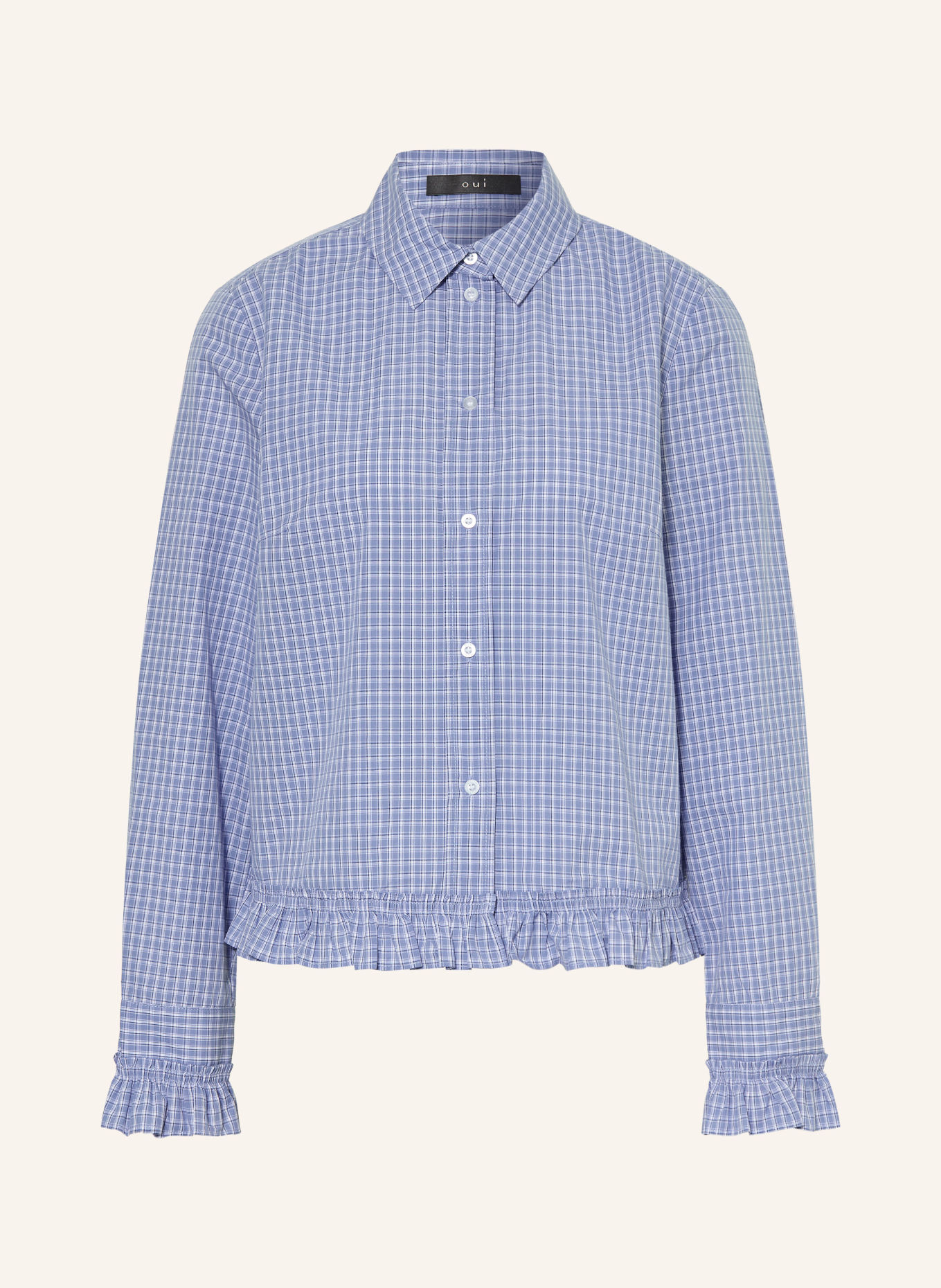 oui Overhemdblouse met ruches: BLAUW / DONKERBLAUW / WIT