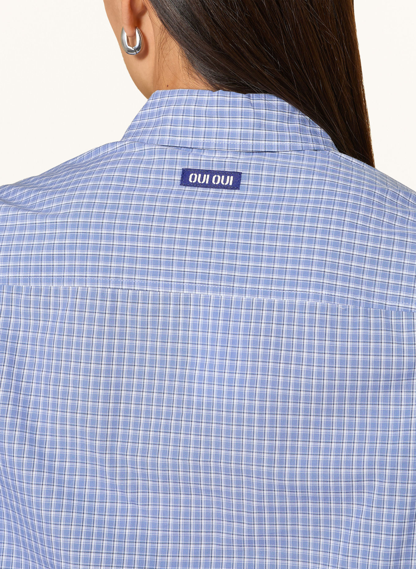 oui Overhemdblouse met ruches: BLAUW / DONKERBLAUW / WIT