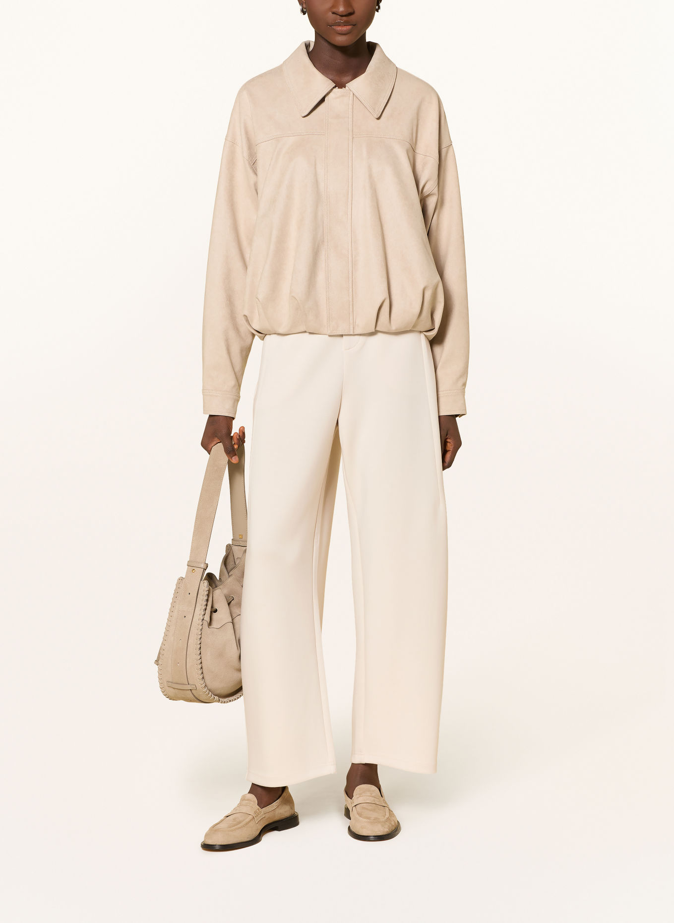 Oui Jersey trousers: ECRU